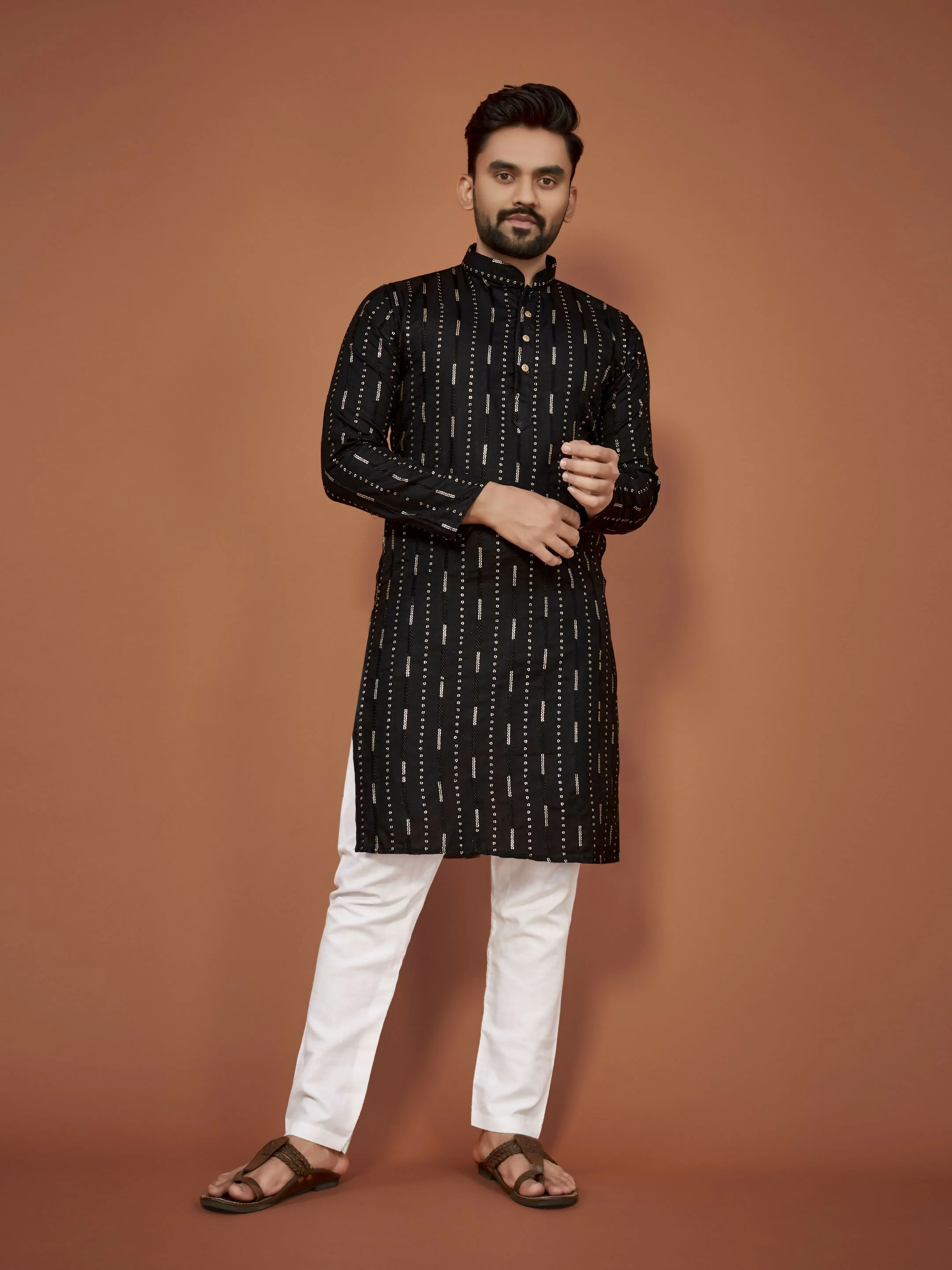Anaita Black Embroidered Cotton Straight Kurta - Image 3