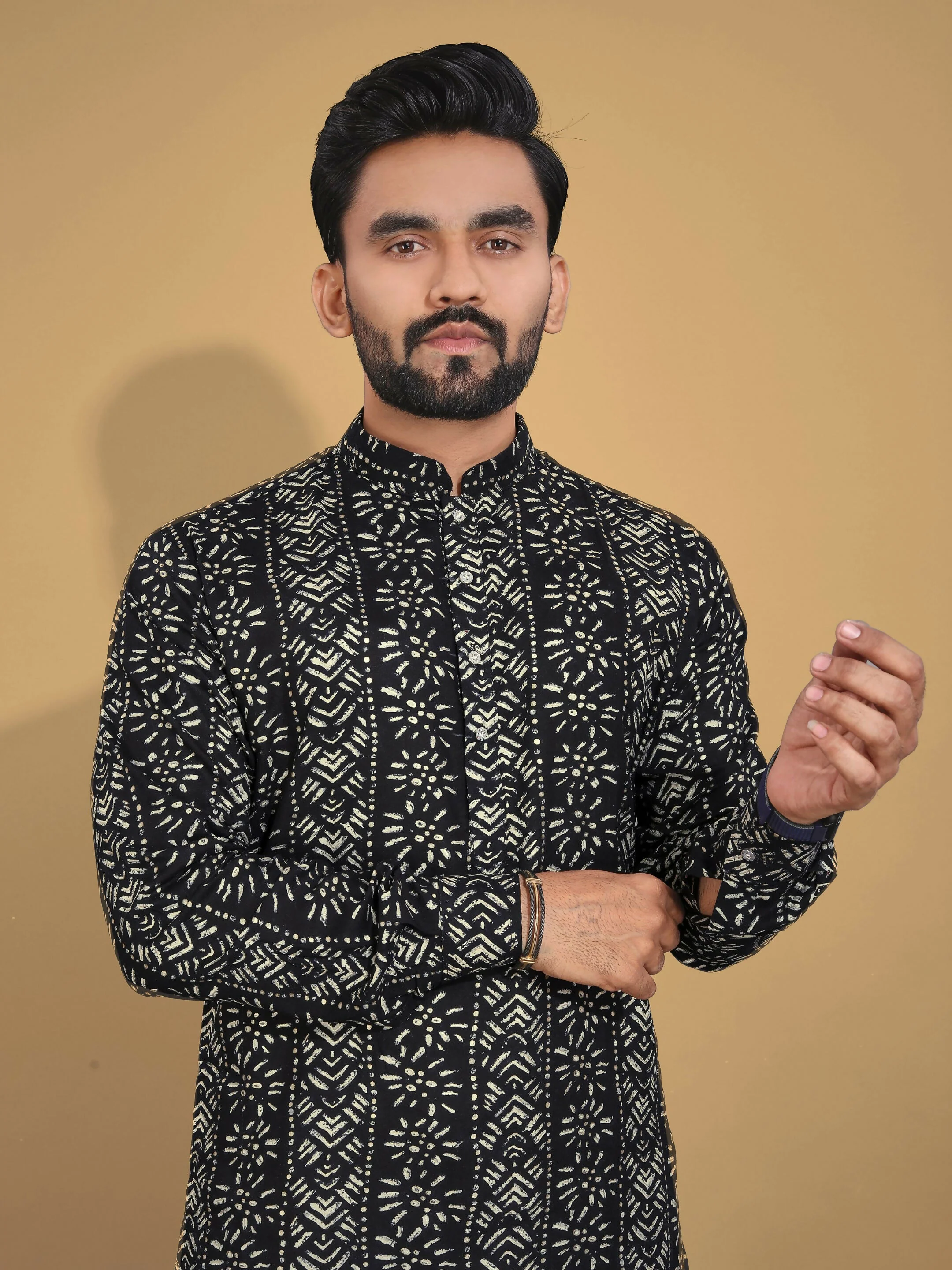 Anaita Black Printed Cotton Straight Kurta - Image 2