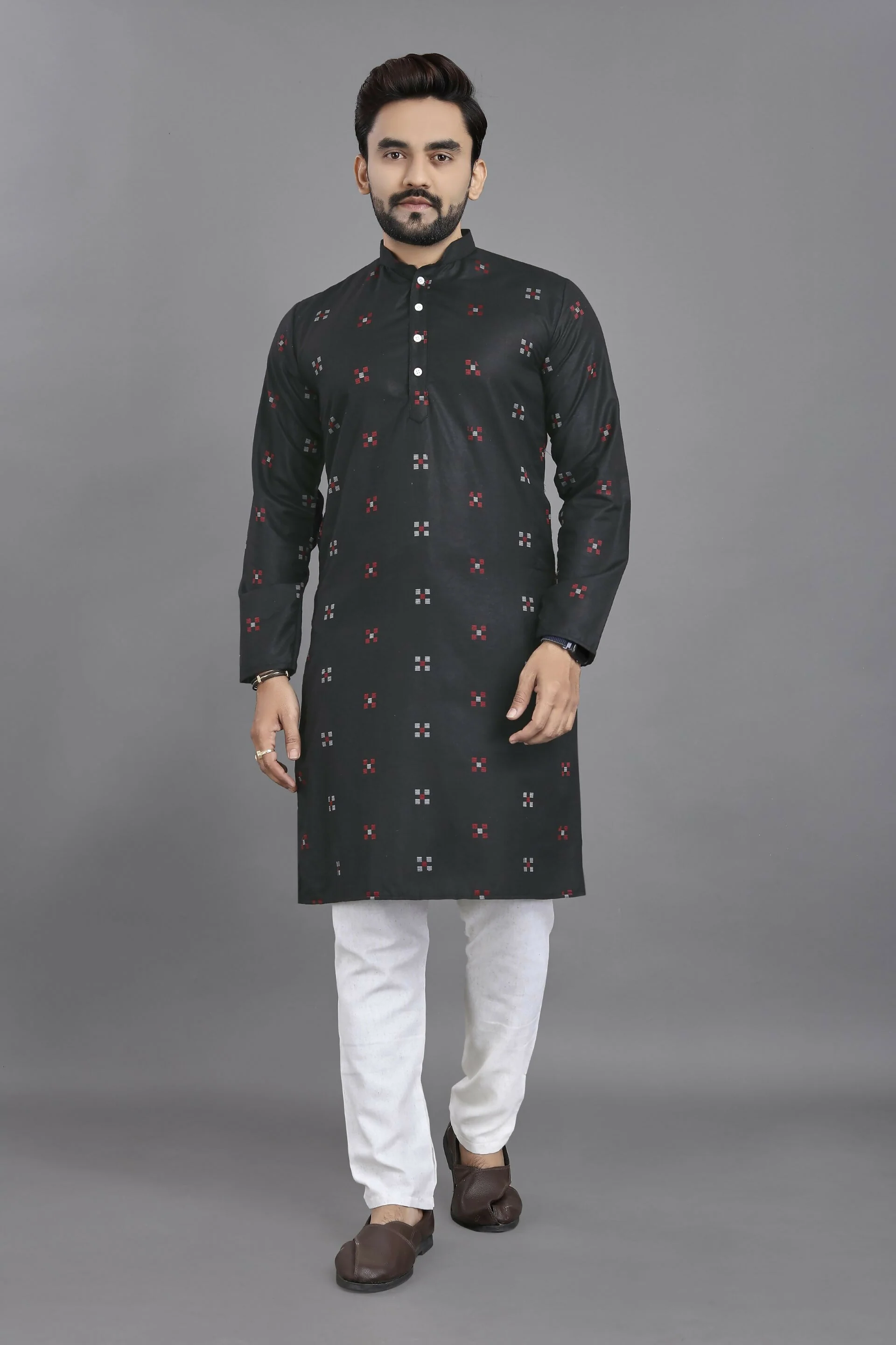 Anaita Black Weaving Linen Cotton Straight Kurta - Image 2