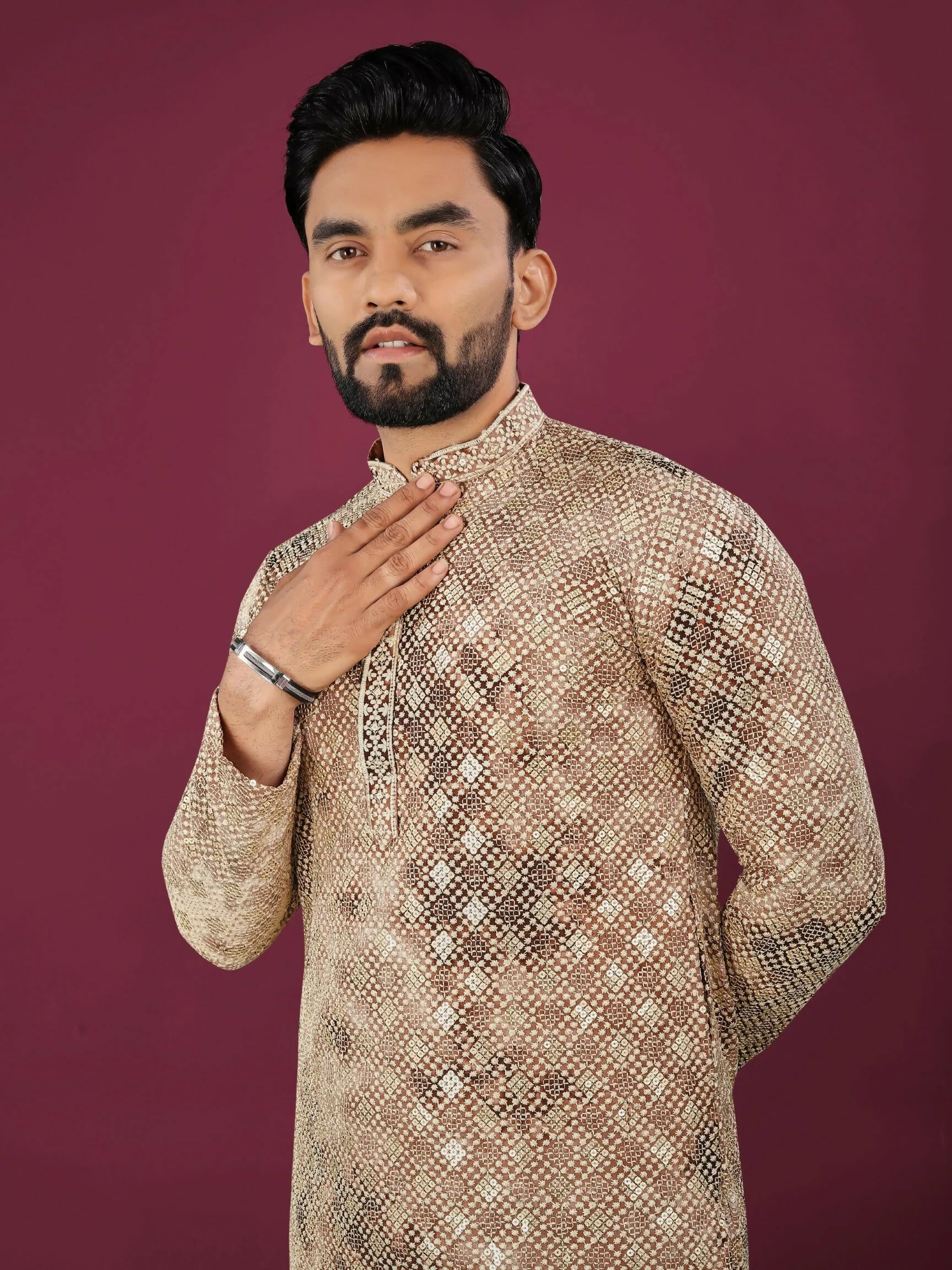 Anaita Cream Chikankari Work Viscose Rayon Straight Kurta - Image 3