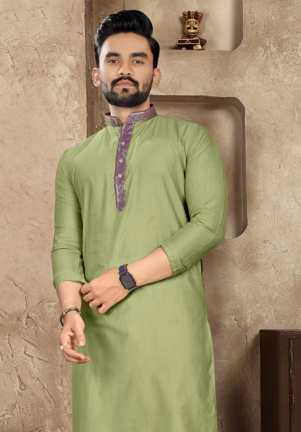 Anaita Green Linen Silk Straight Kurta - Image 2