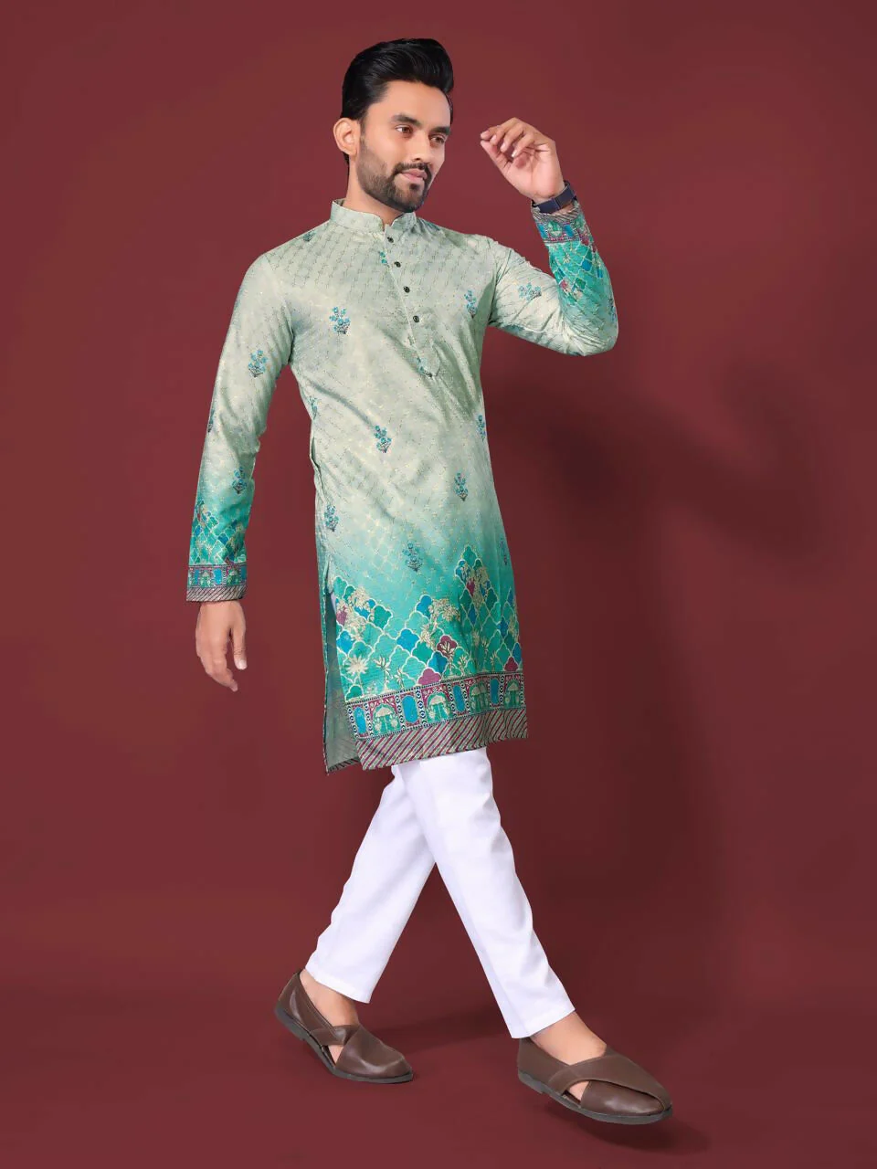 Anaita Light Green Multi Colour Kurta
