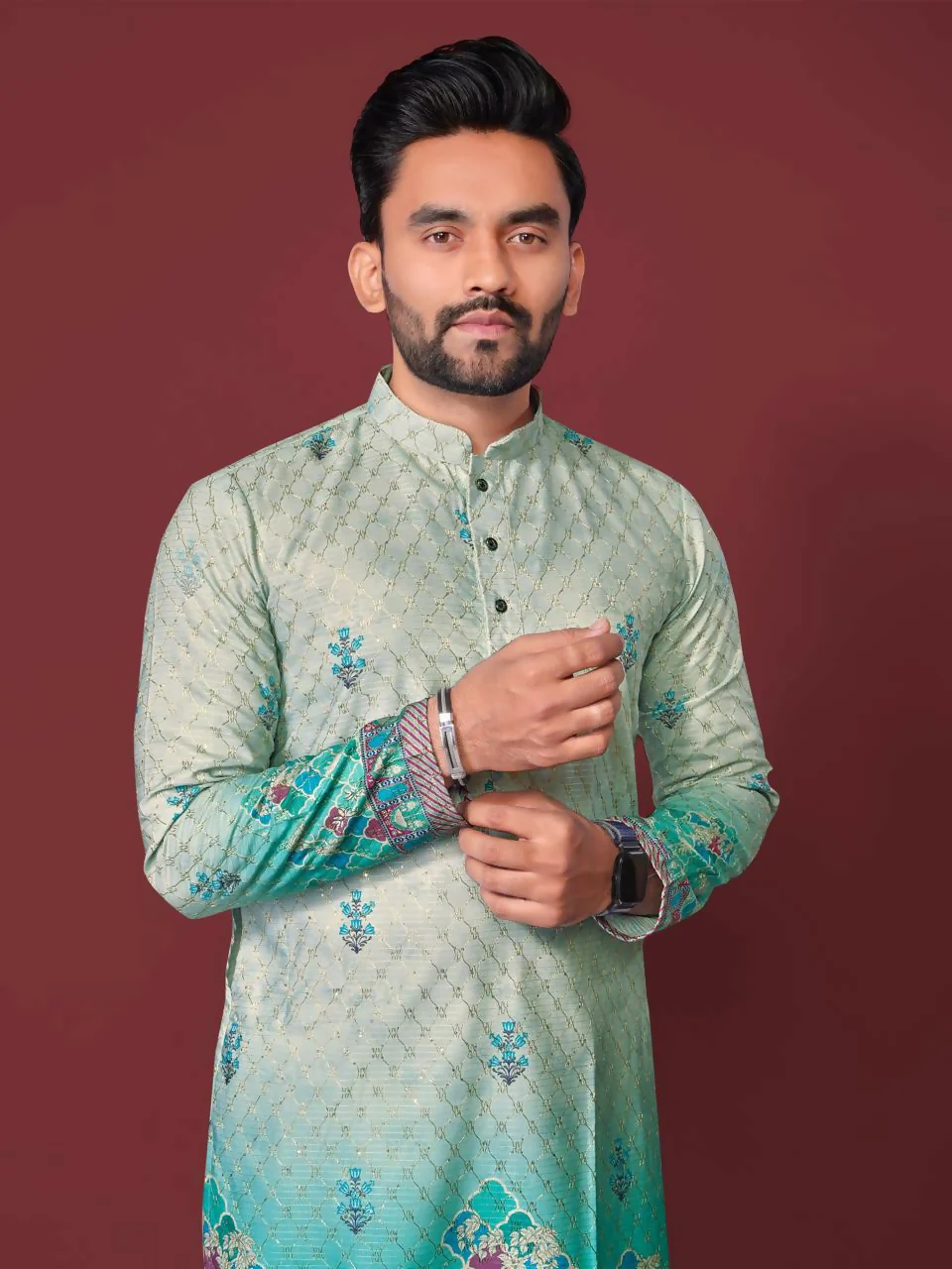 Anaita Light Green Multi Colour Kurta - Image 2