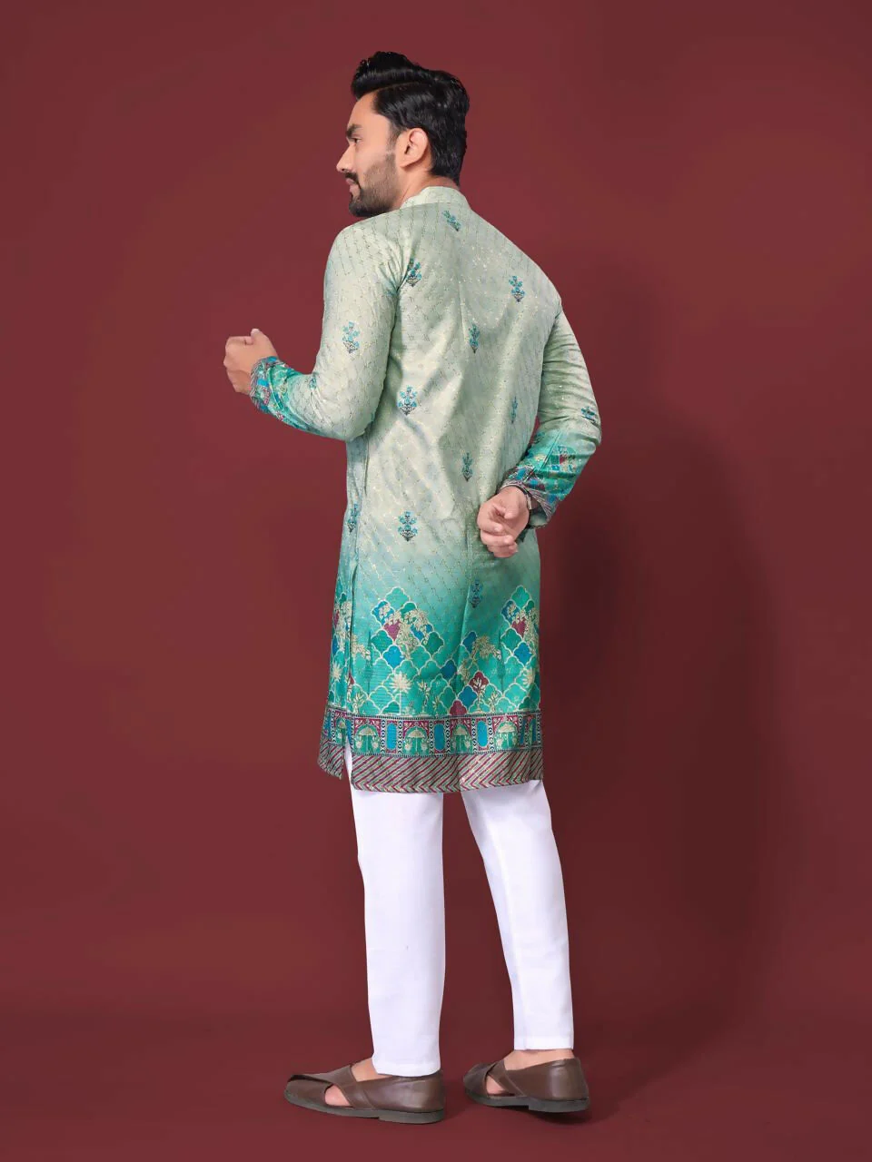 Anaita Light Green Multi Colour Kurta - Image 3
