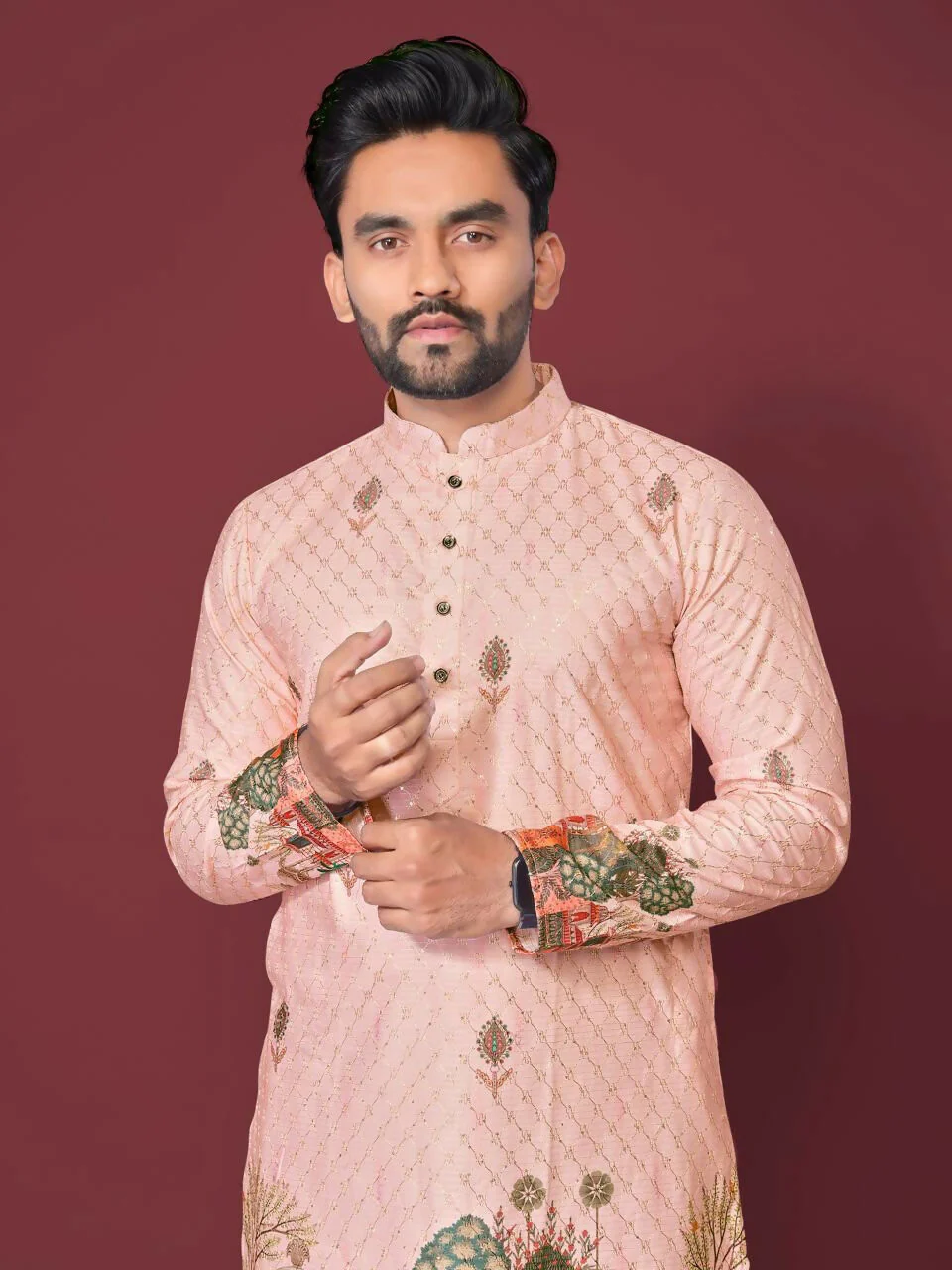 Anaita Light Pink Multicolour Kurta - Image 3