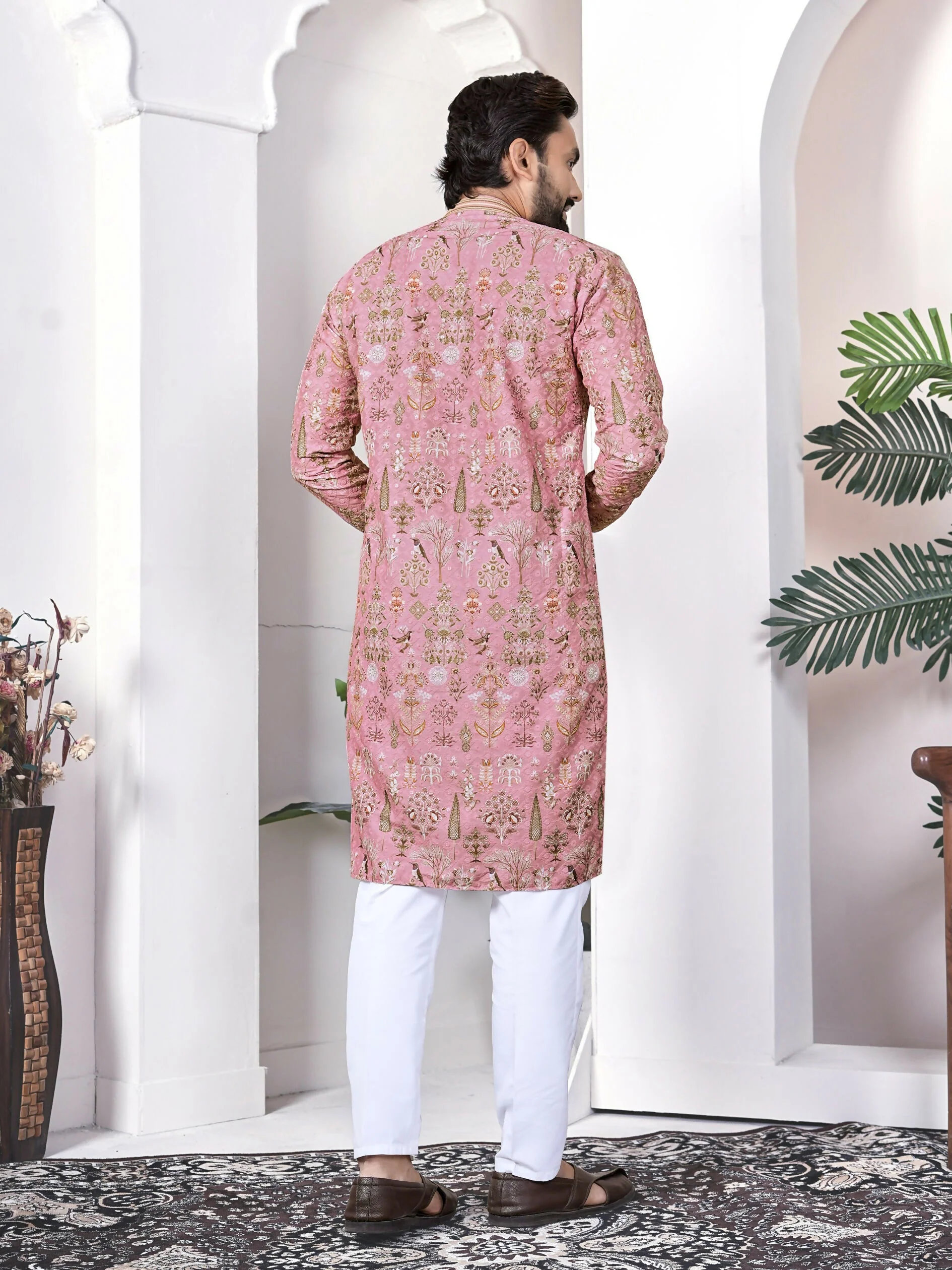 Anaita Peach Digital Printed Work Cotton Straight Kurta - Image 2