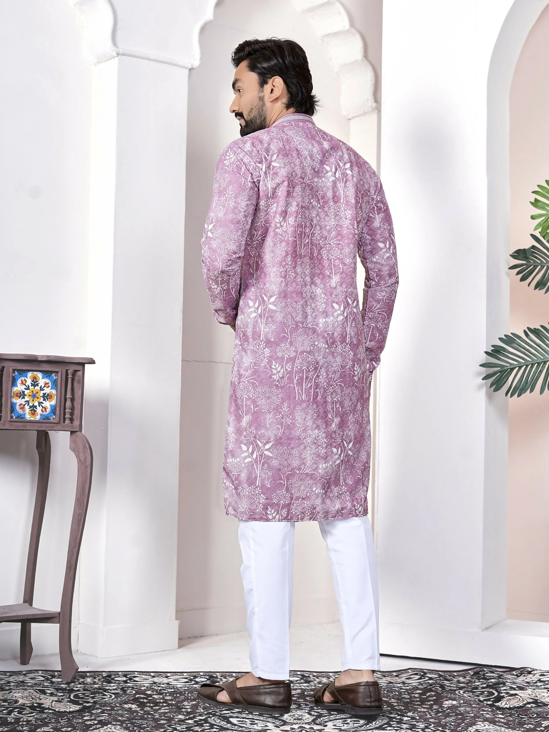 Anaita Purple Digital Printed Work Cotton Straight Kurta - Image 2