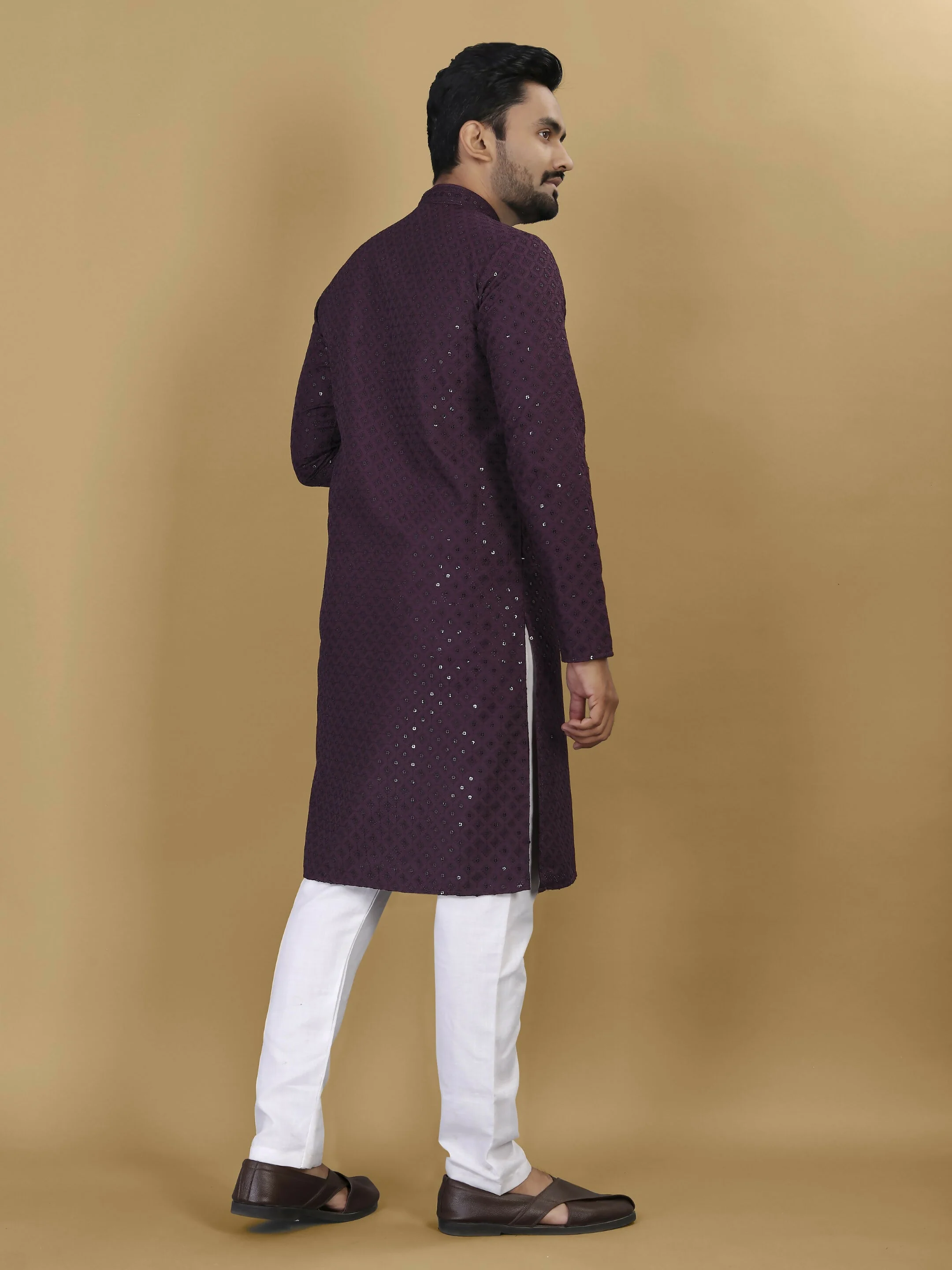 Anaita Purple Embroidered Rayon Straight Kurta - Image 2