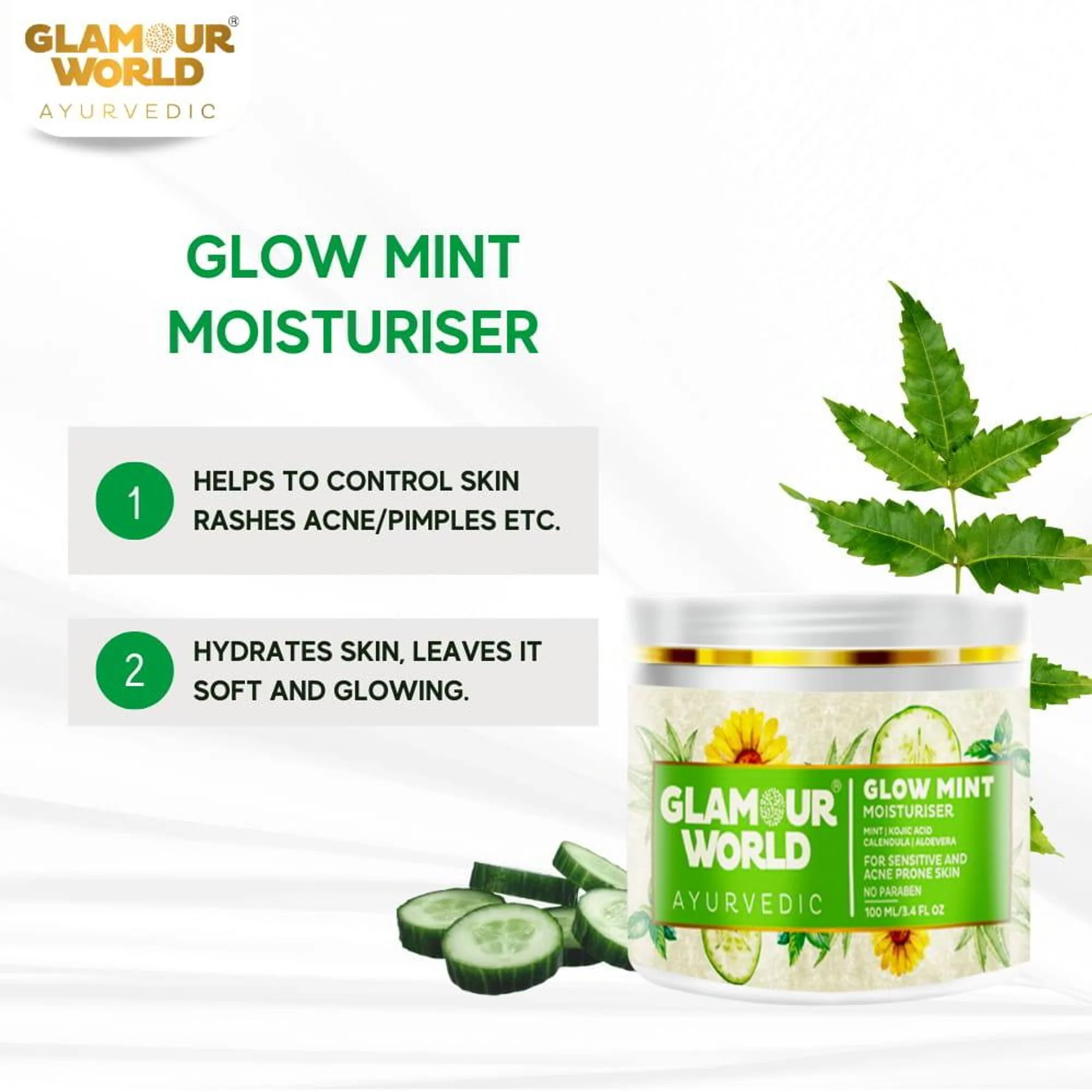 GLAMOUR WORLD AYURVEDIC Glow Mint Moisturiser - Image 2