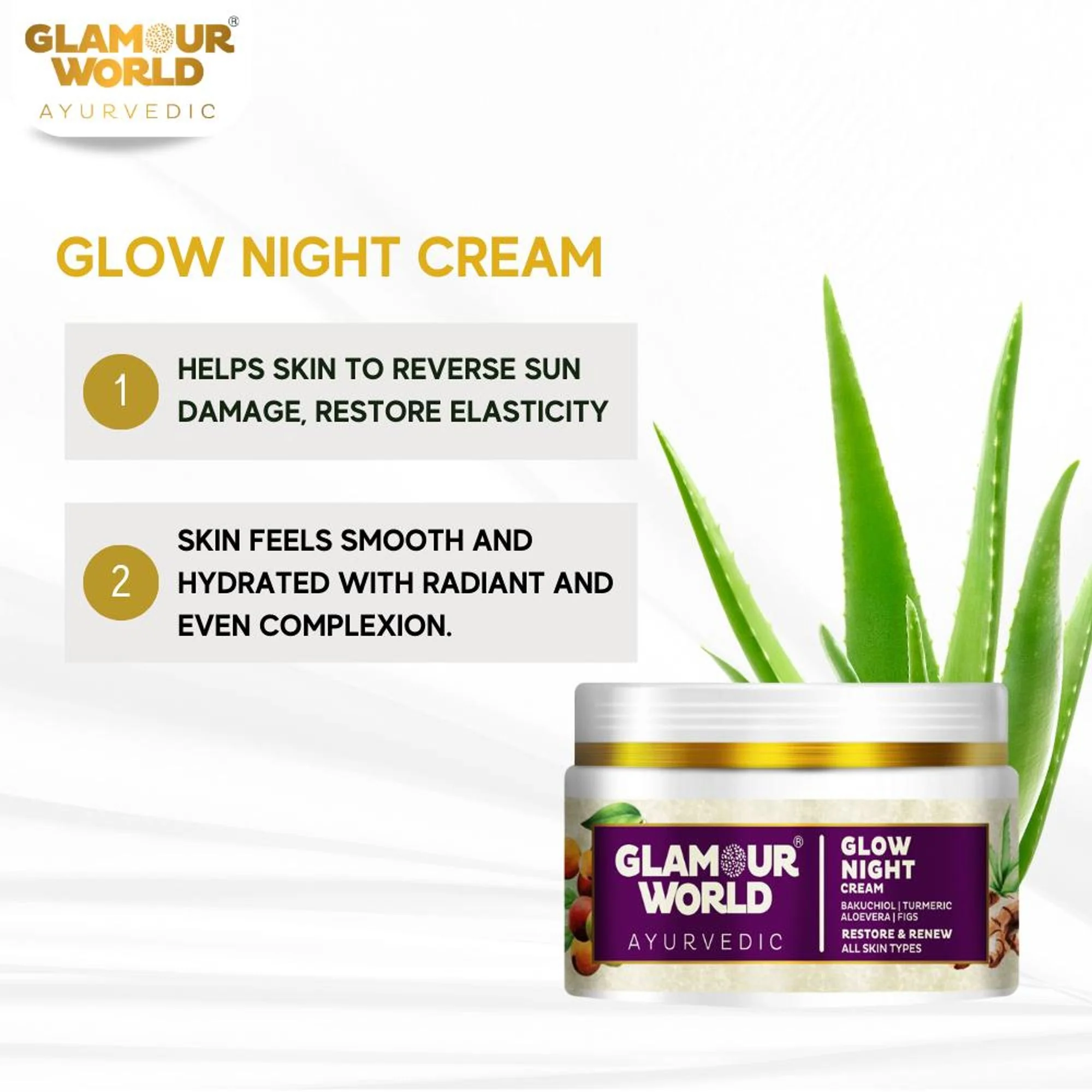 GLAMOUR WORLD AYURVEDIC Glow Night Cream - Image 2