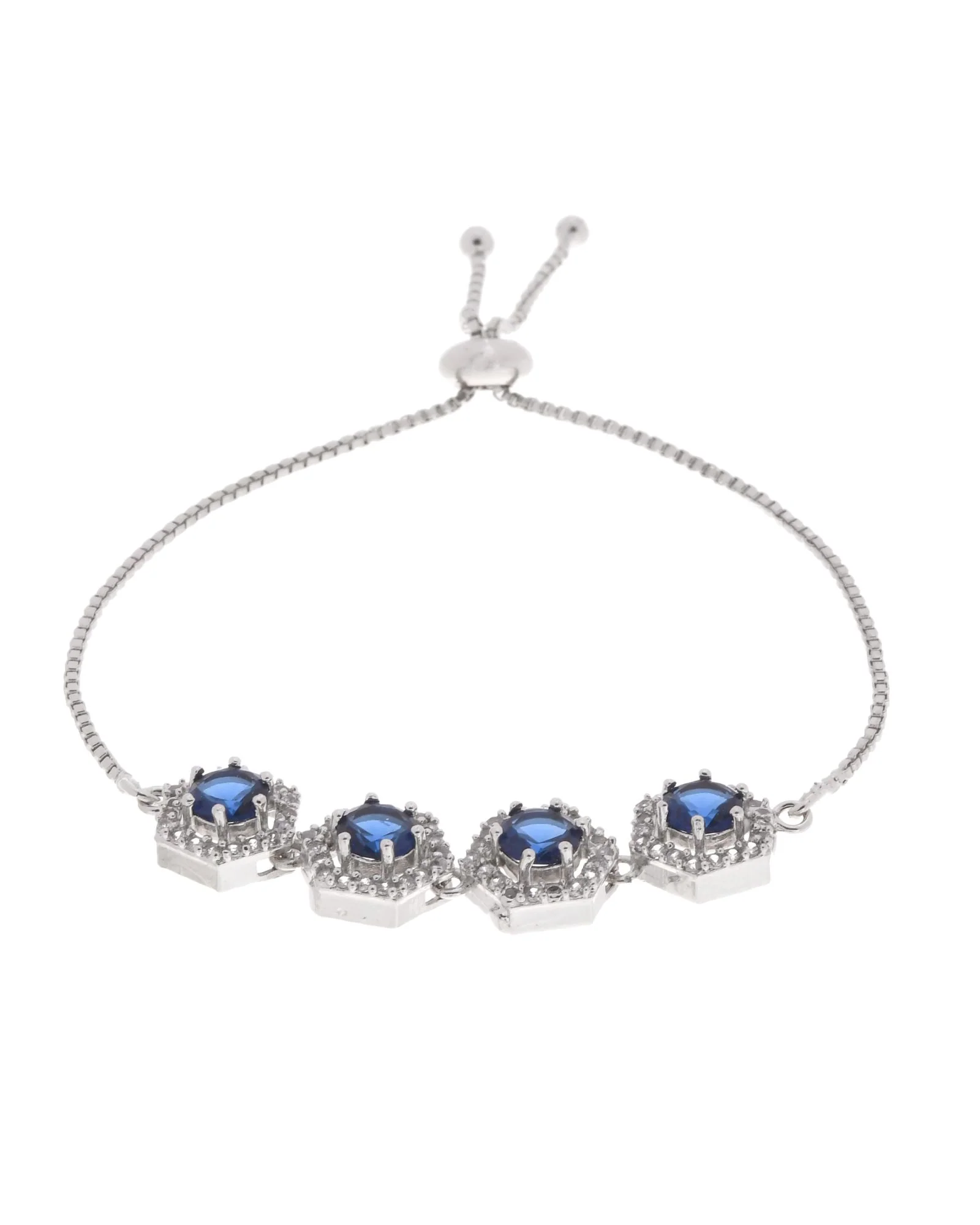 Jewels Nest Blue Stone Diamond-Style Adjustable Bracelet - Image 2