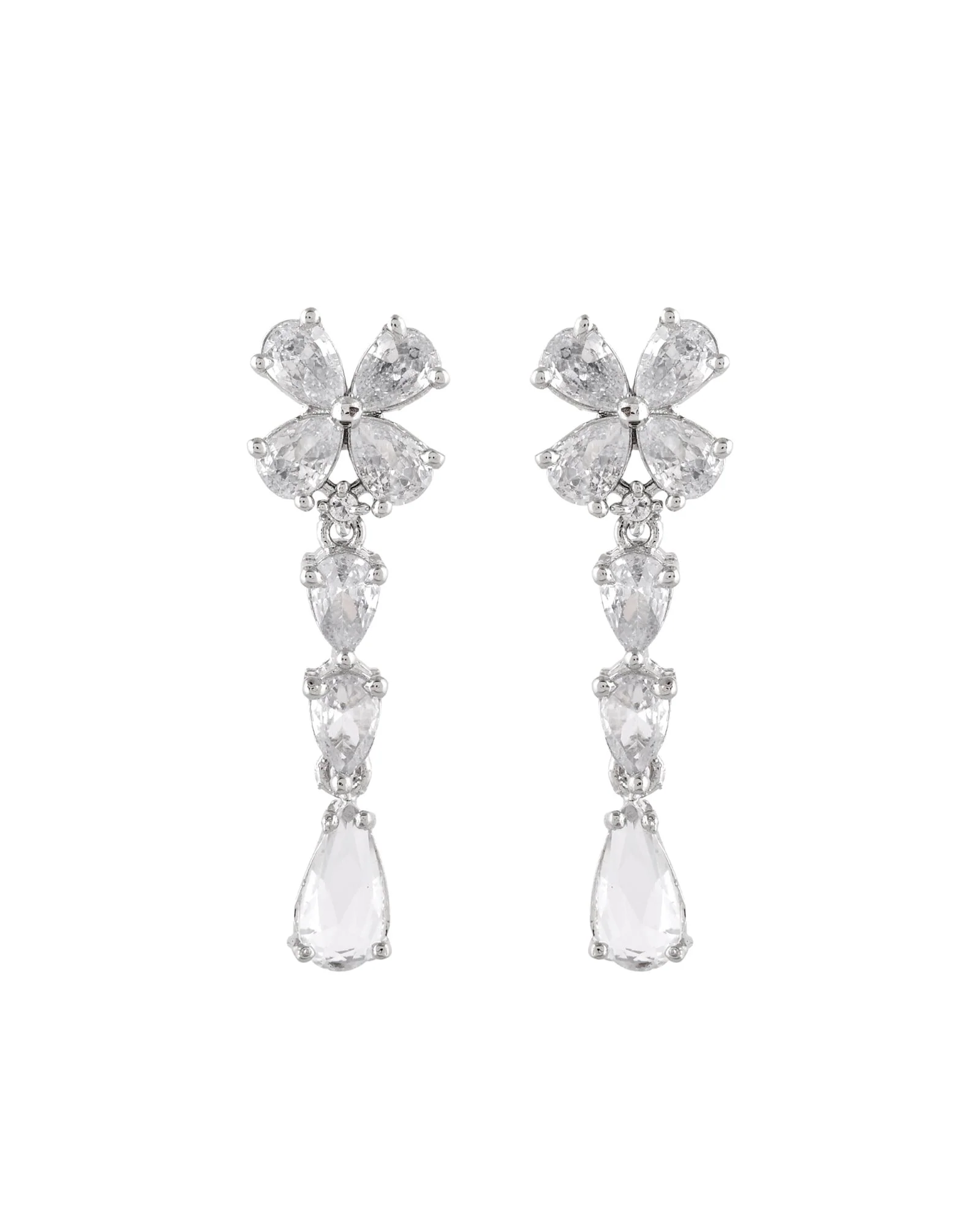 Jewels Nest Classic Diamond-Style Floral Necklace Set With Drop Earrings - Image 6