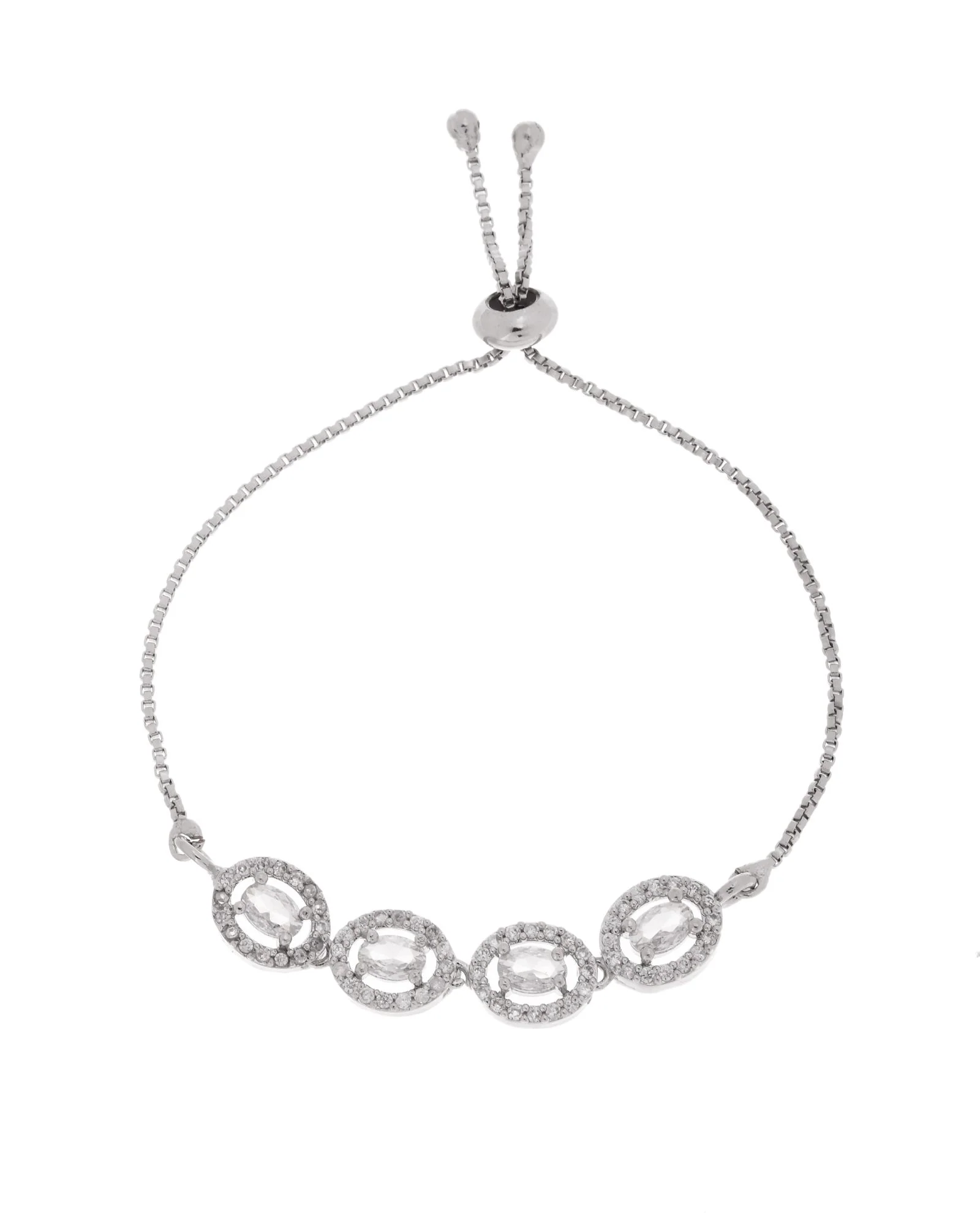Jewels Nest Classic Oval White Stone Diamond-Style Adjustable Bracelet - Image 4