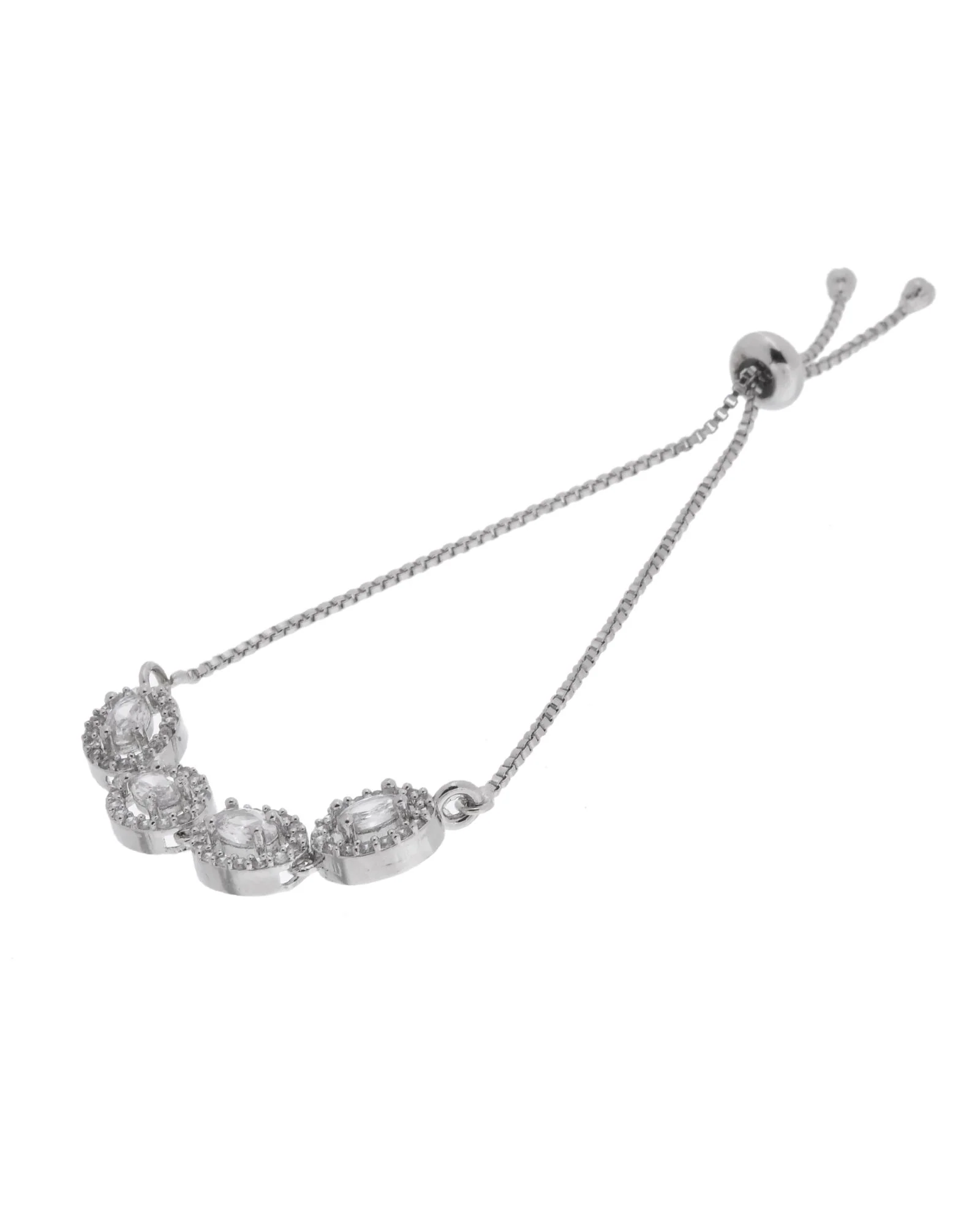 Jewels Nest Classic Oval White Stone Diamond-Style Adjustable Bracelet - Image 5