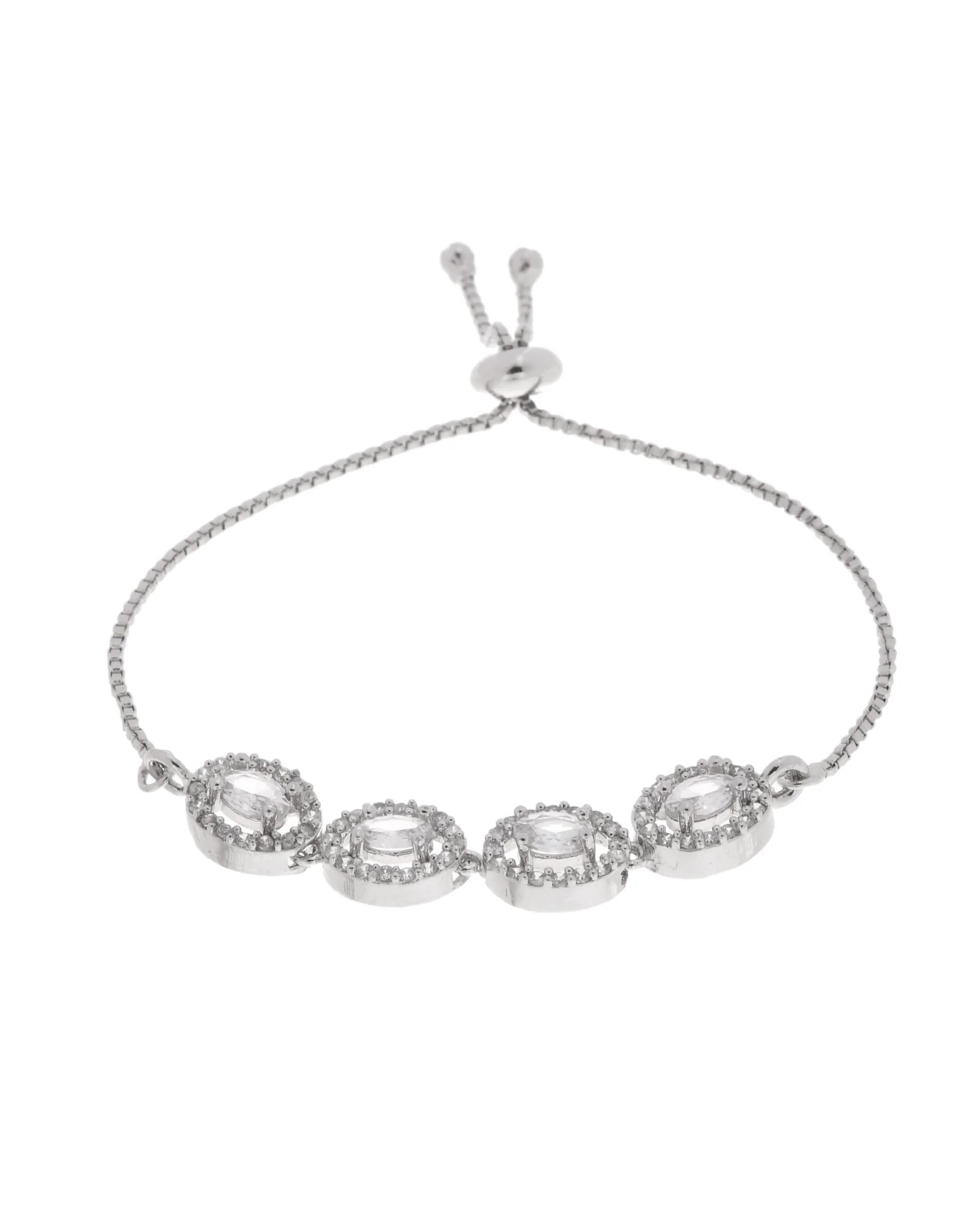 Jewels Nest Classic Oval White Stone Diamond-Style Adjustable Bracelet - Image 6