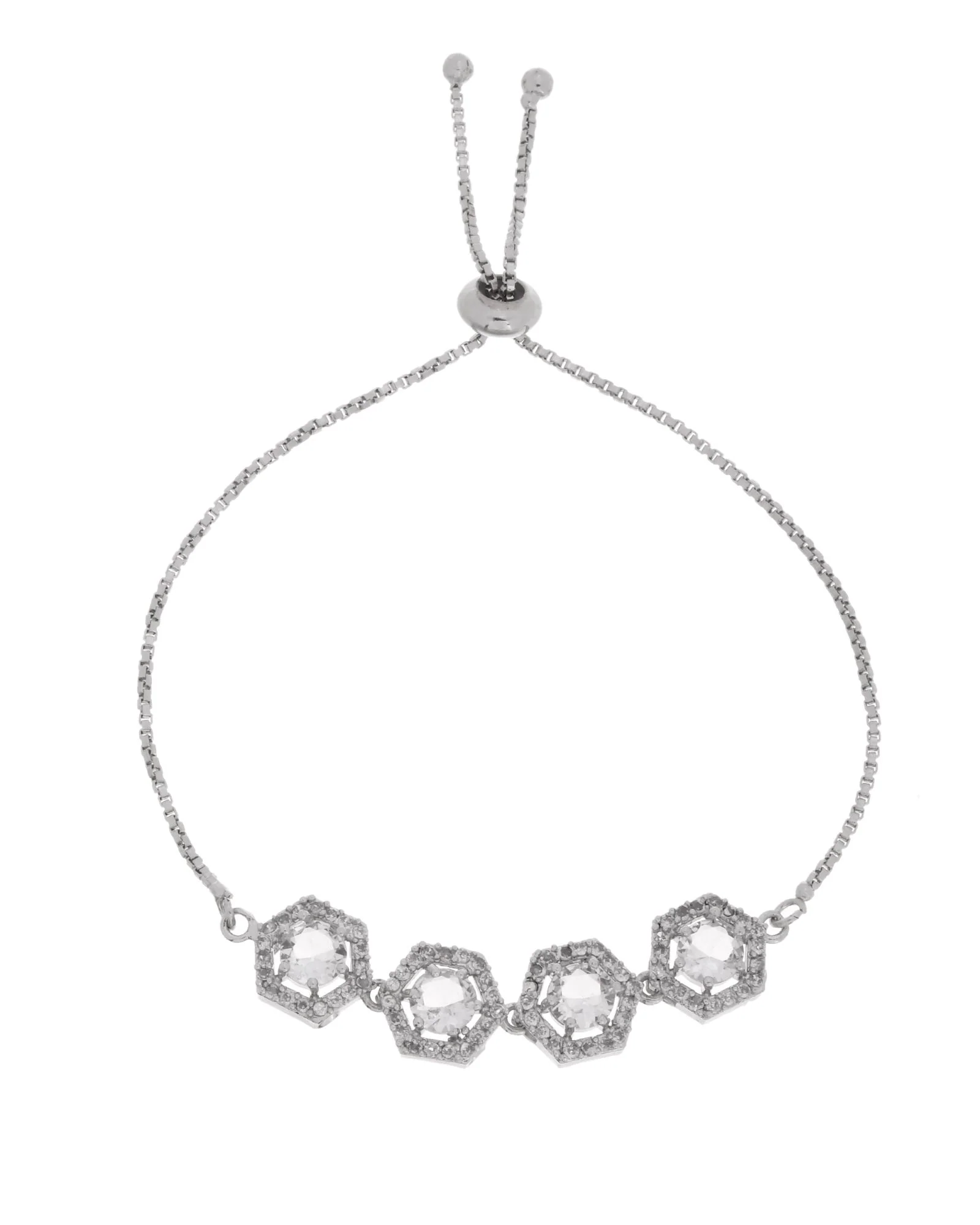Jewels Nest Classic White Diamond-Style Adjustable Bracelet For Women - Image 4