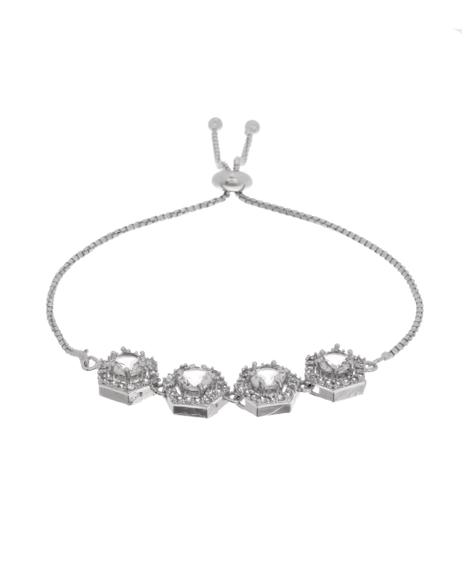 Jewels Nest Classic White Diamond-Style Adjustable Bracelet For Women - Image 5