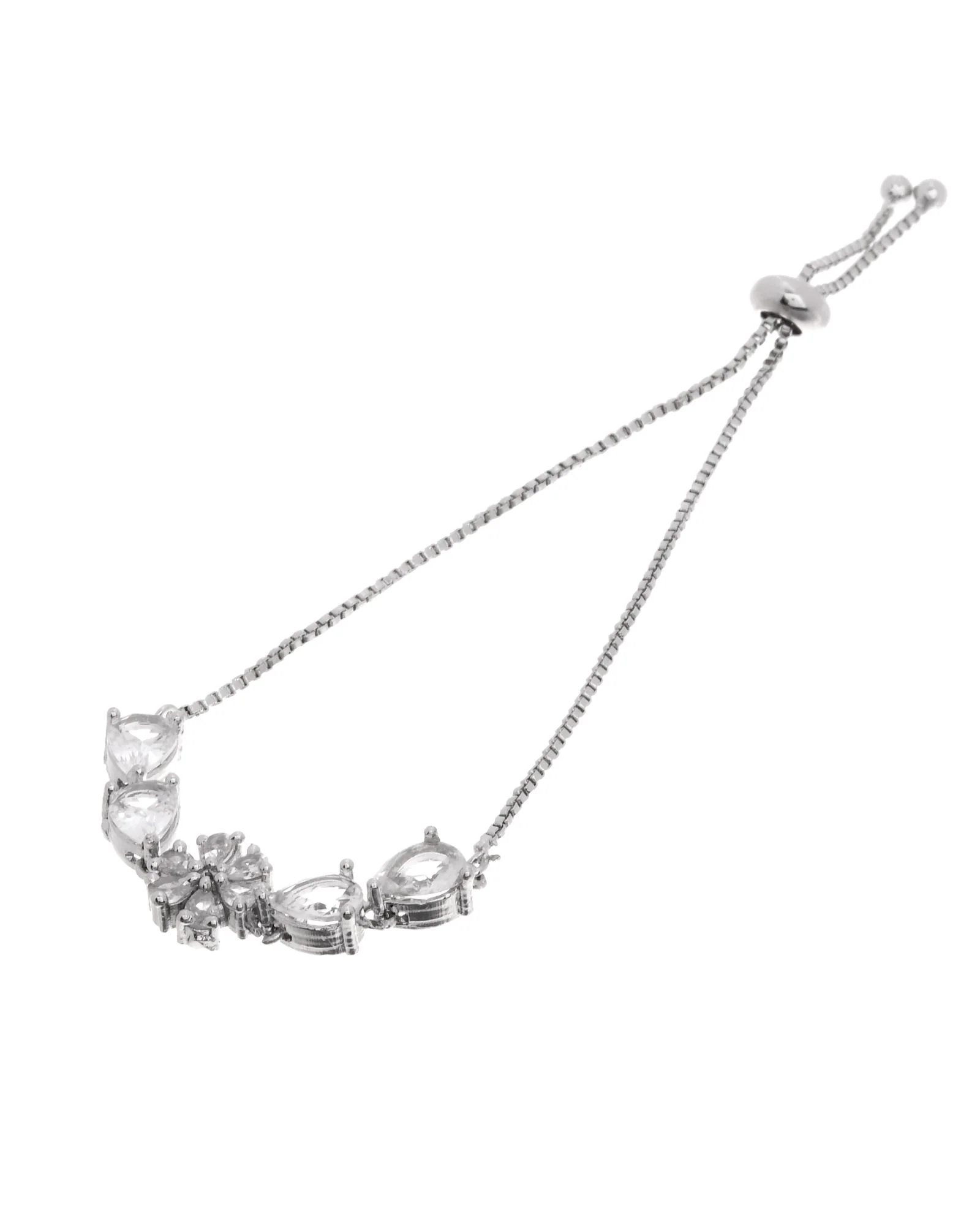 Jewels Nest Classic White Floral Diamond-Style Adjustable Bracelet - Image 6