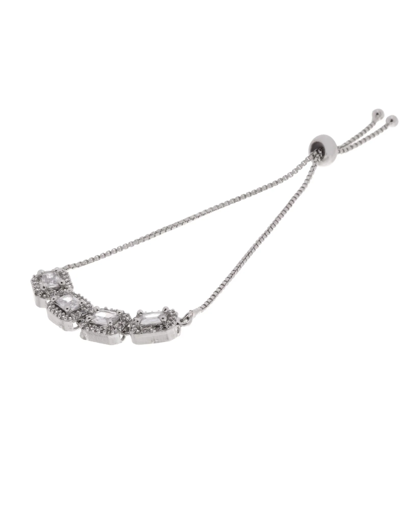 Jewels Nest Classic White Square Stone Diamond-Style Adjustable Bracelet - Image 6