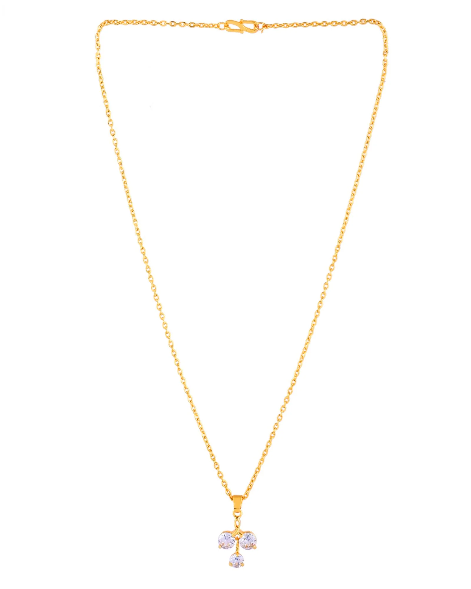 Jewels Nest Elegant Gold-Plated Triple Stone Pendant Necklace For Women - Image 4