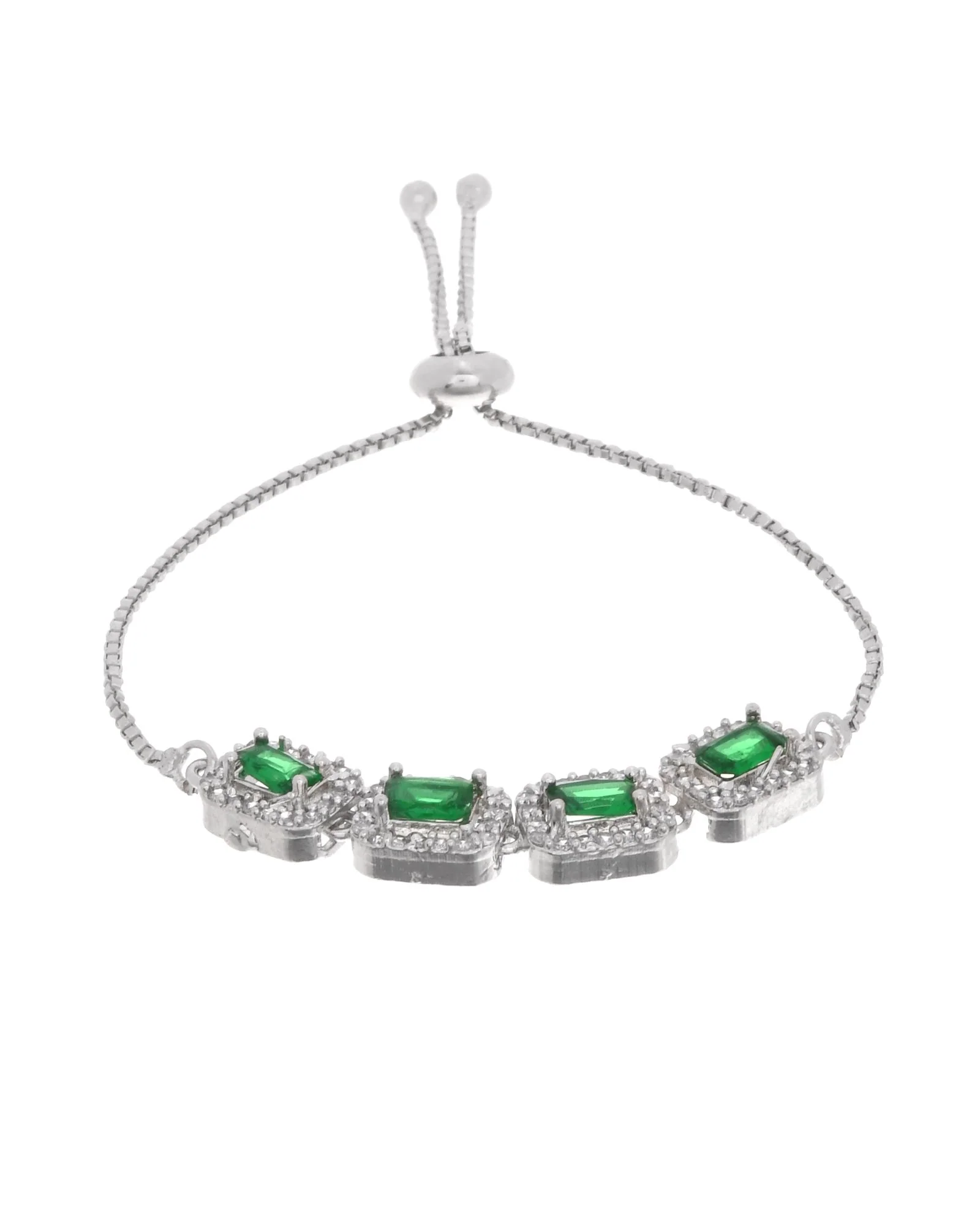 Jewels Nest Emerald Green Square Stone Diamond-Style Adjustable Bracelet - Image 5