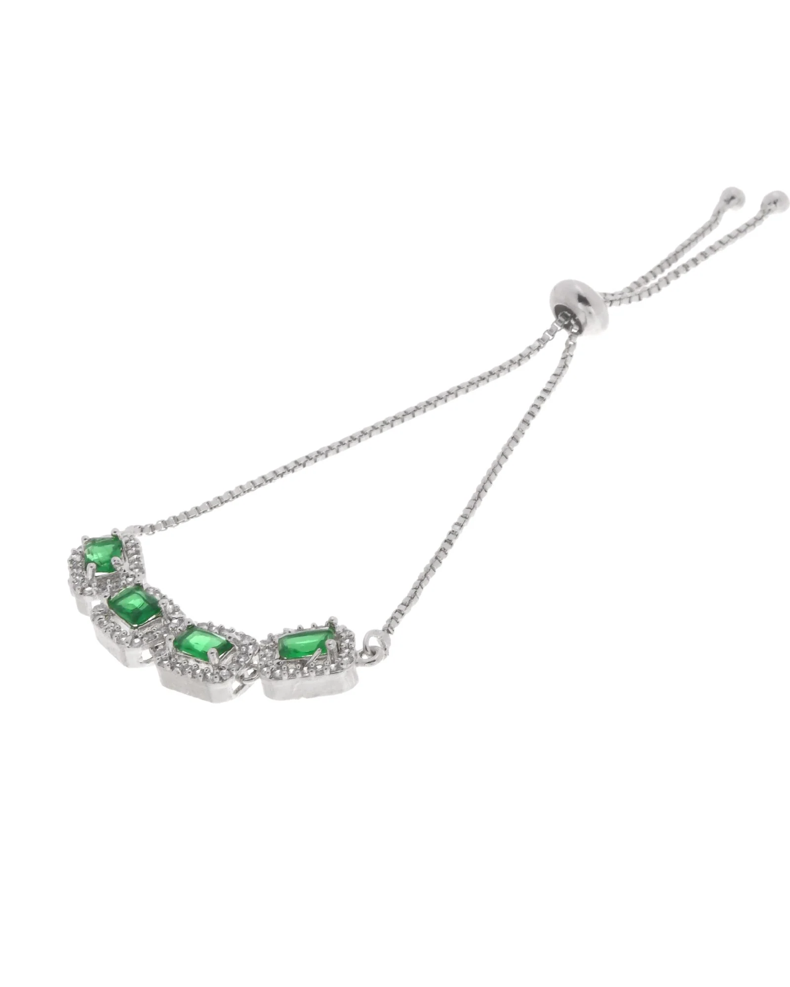 Jewels Nest Emerald Green Square Stone Diamond-Style Adjustable Bracelet - Image 6