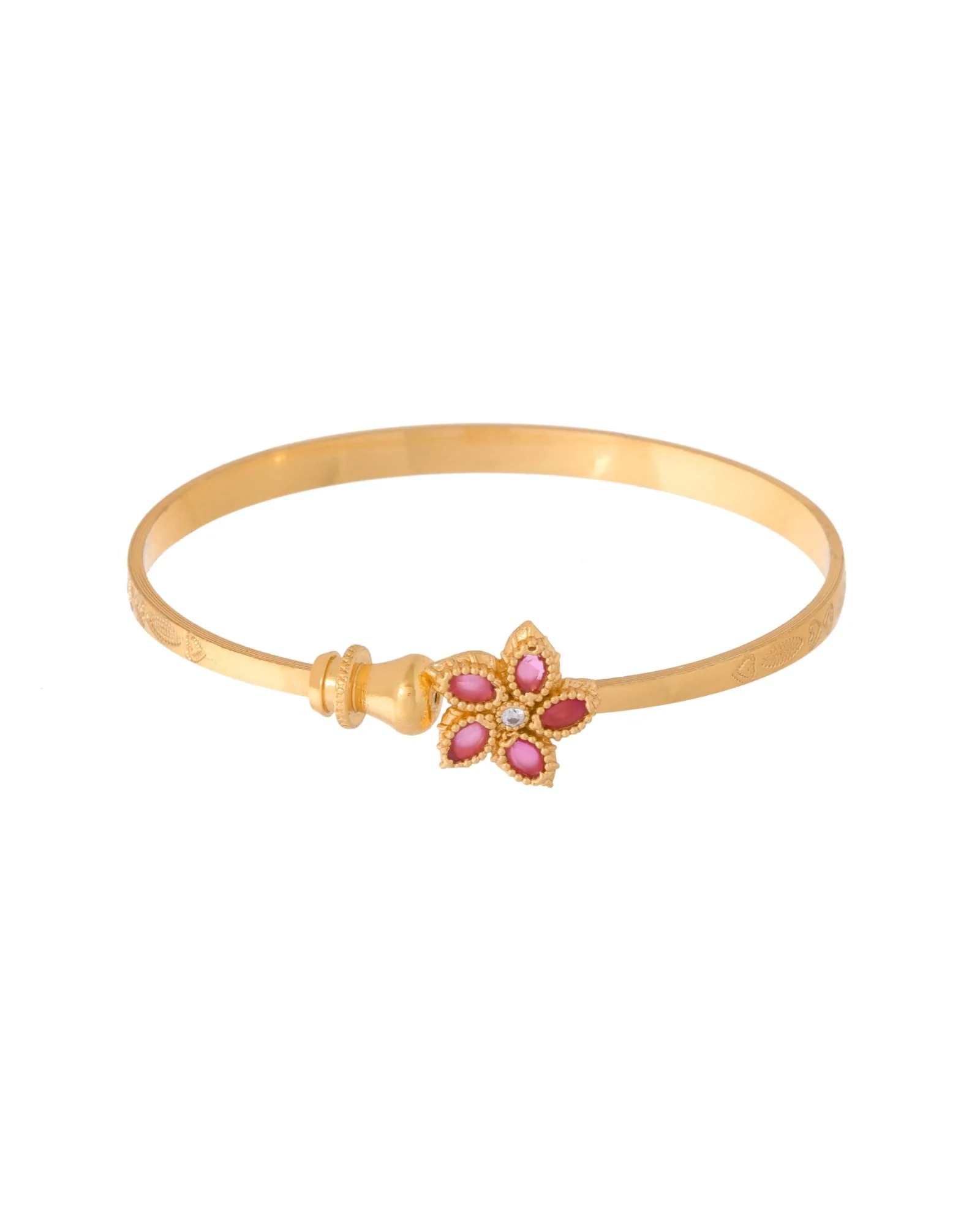 Jewels Nest Gold Finish Floral Stone Bangles For Women | Traditional Designer Pair - Image 5