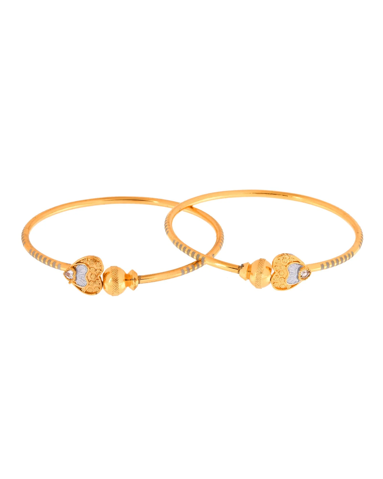 Jewels Nest Gold Finish Heart Motif Bangles For Women | Elegant Daily Wear Pair - Image 6