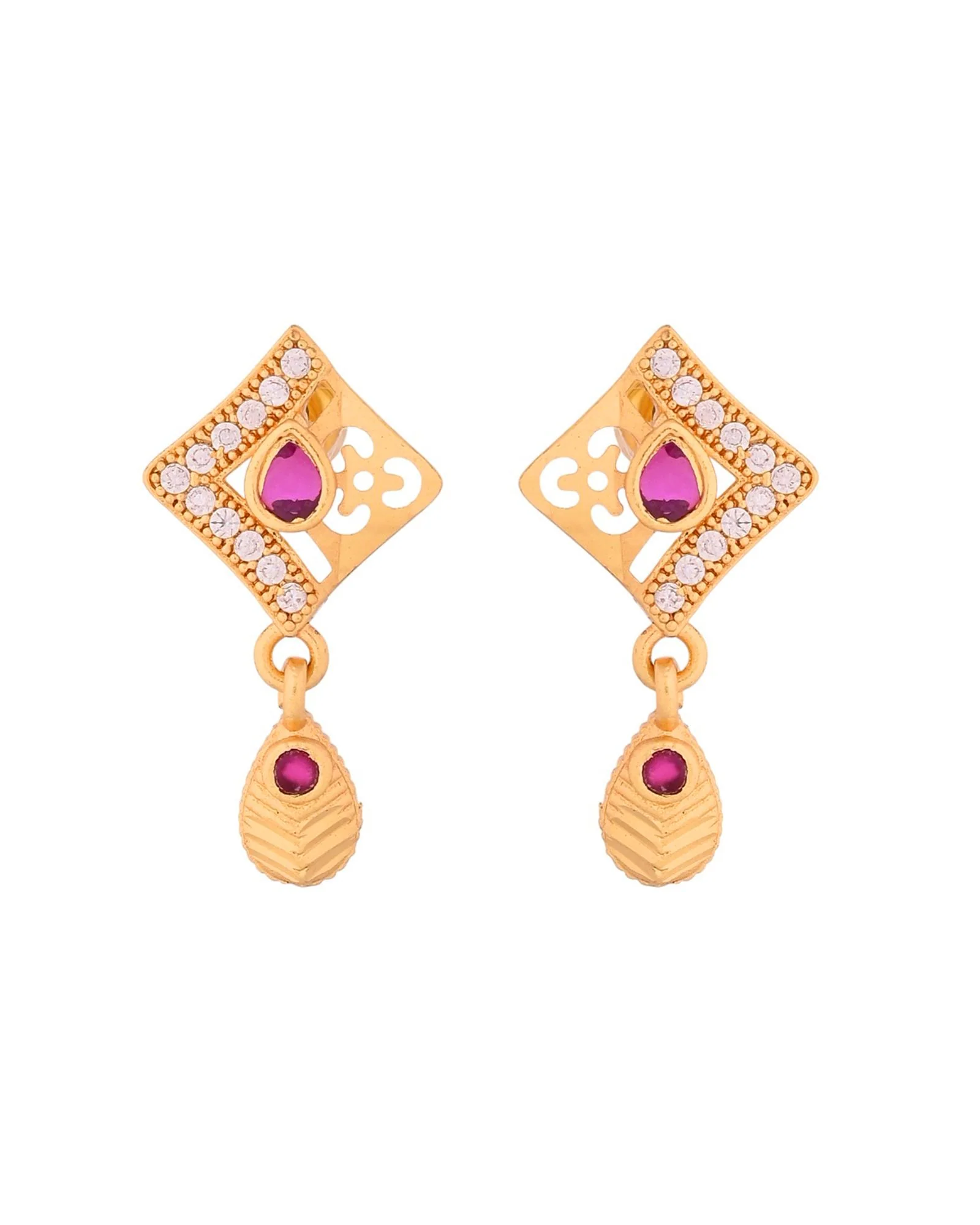 Jewels Nest Gold Finish Square Pendant Necklace Set With Stone Stud Earrings For Women - Image 7