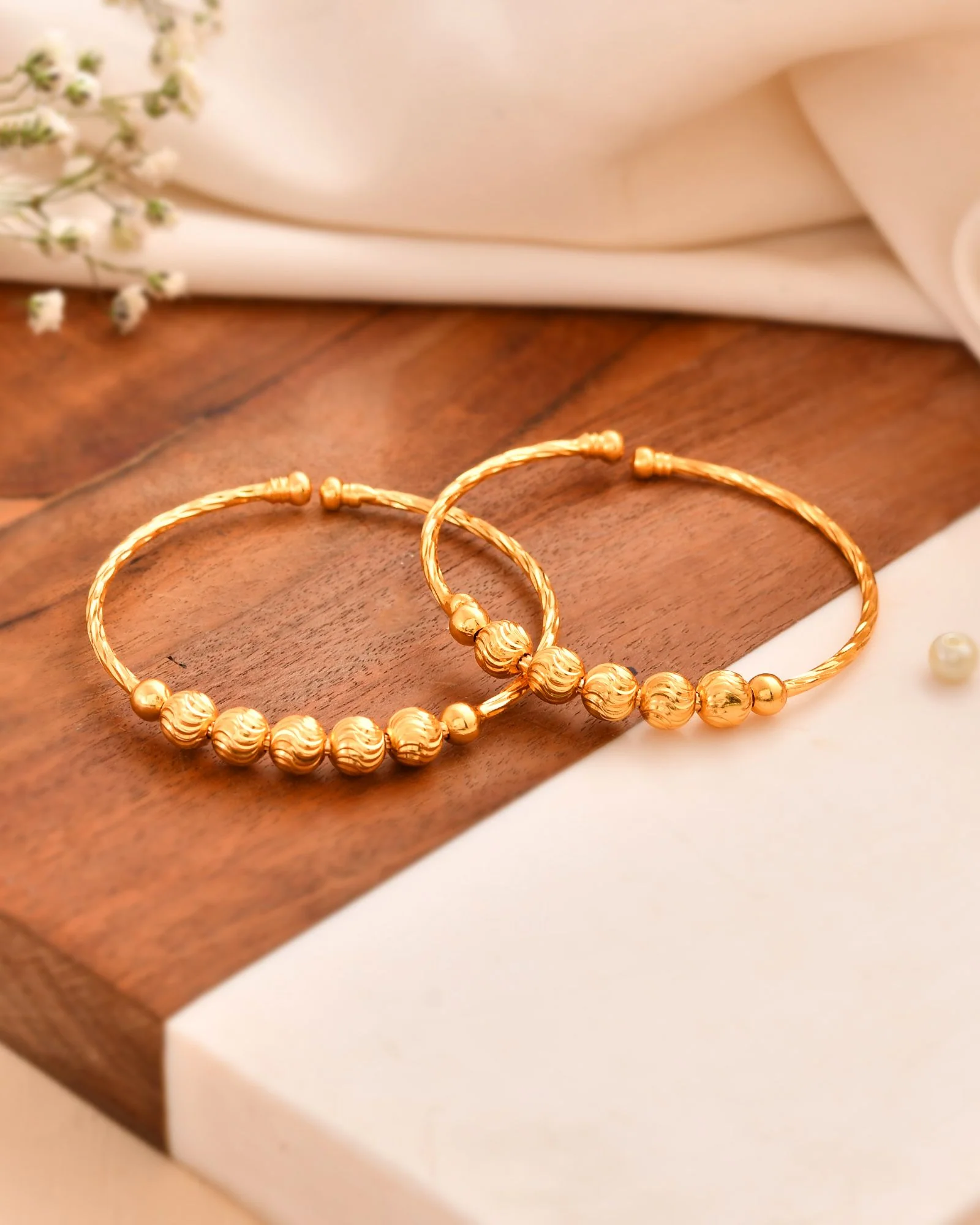 Jewels Nest Gold Plated Beaded Design Bangles Set For Women – Daily Wear