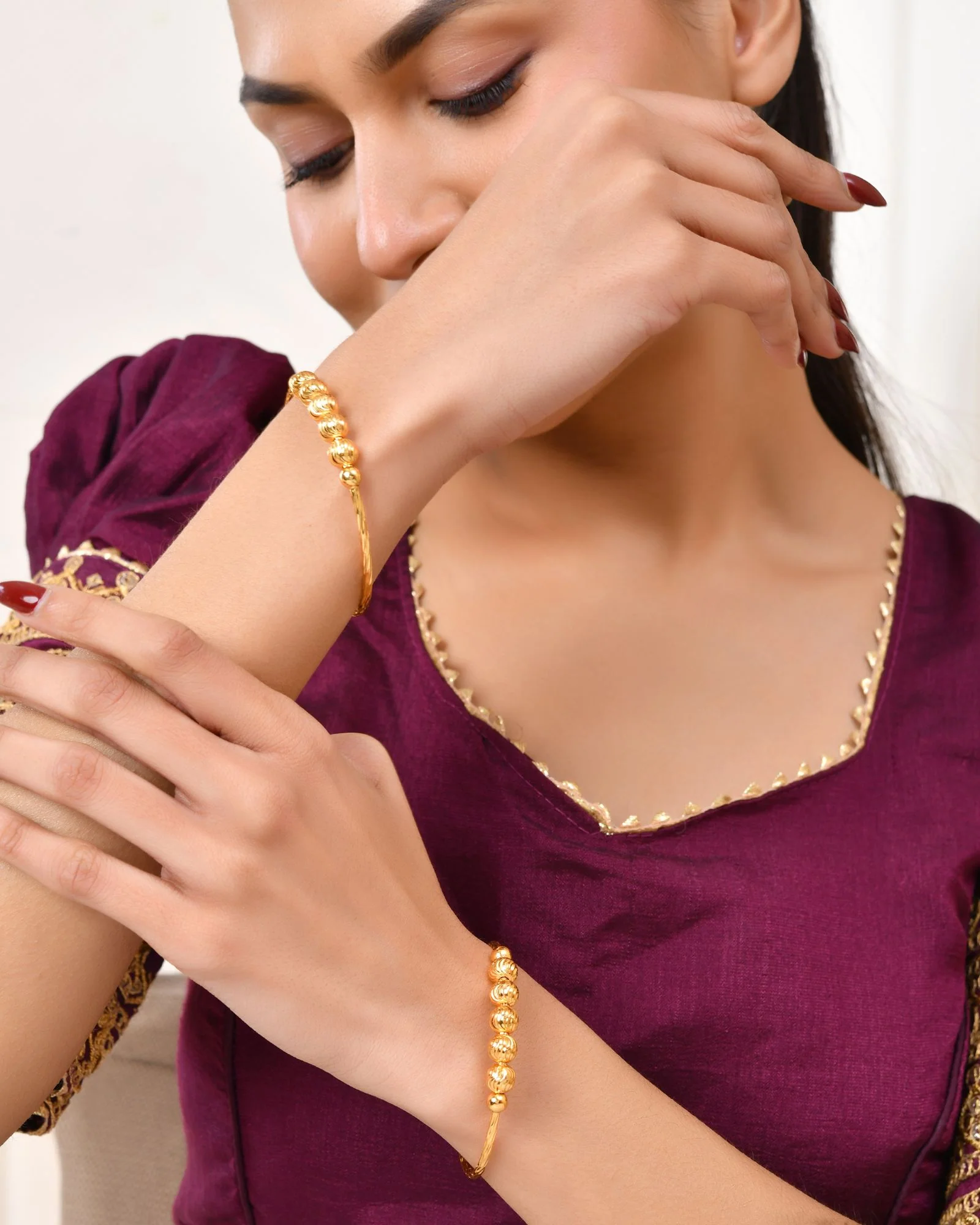 Jewels Nest Gold Plated Beaded Design Bangles Set For Women – Daily Wear - Image 2