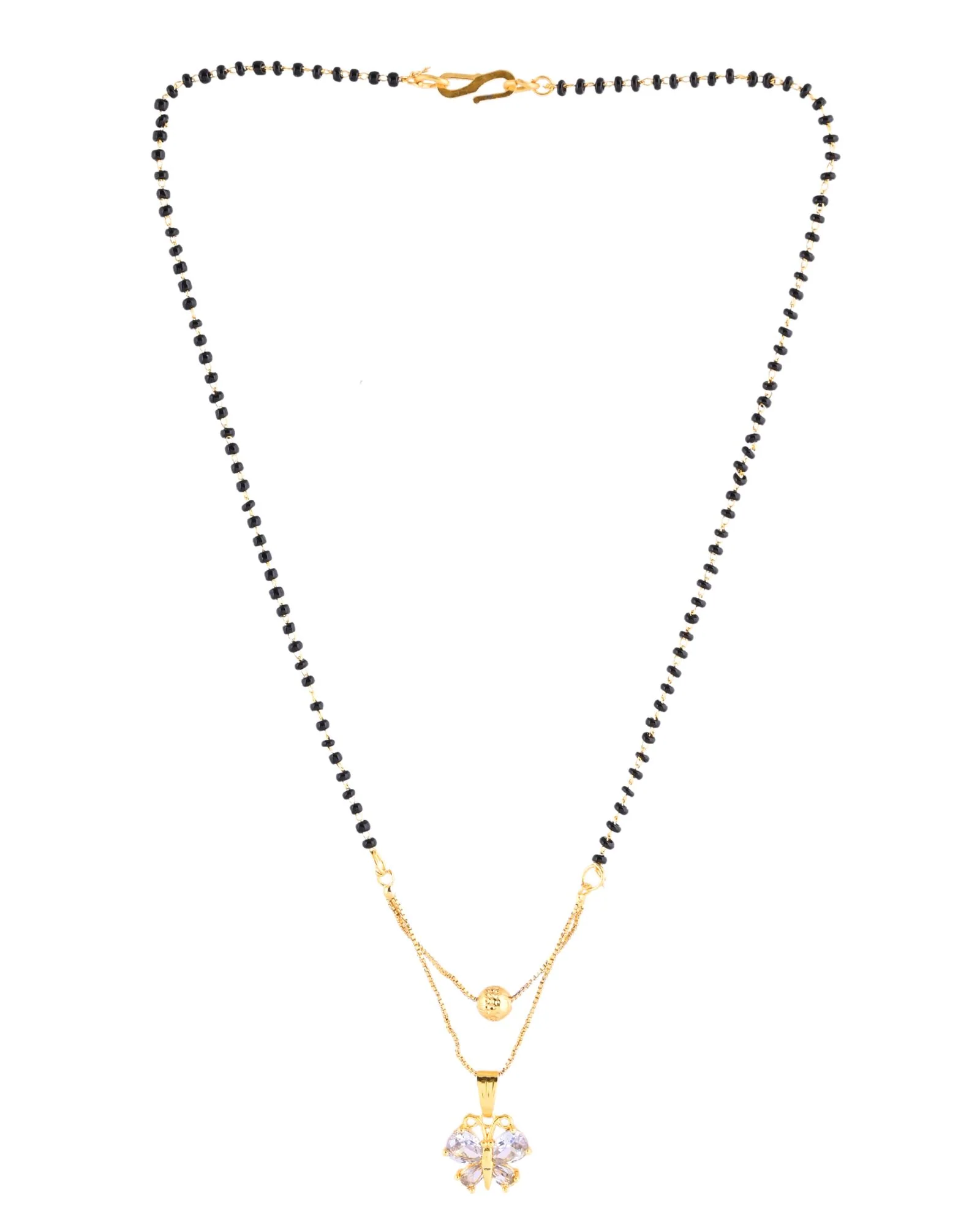 Jewels Nest Gold-Plated Butterfly Pendant Mangalsutra For Women - Image 4