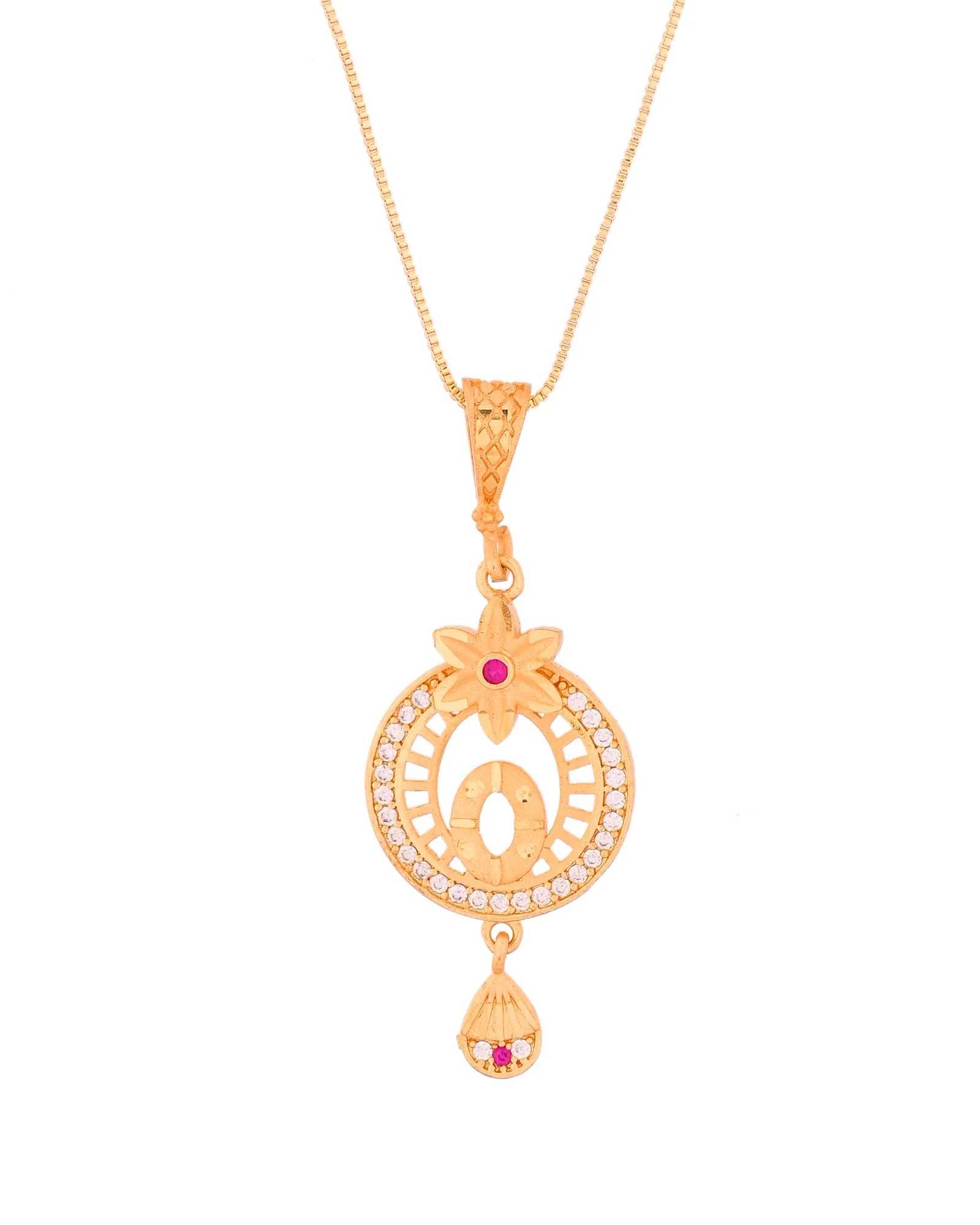Jewels Nest Gold-Plated Circular Pendant Necklace With Matching Stud Earrings For Women - Image 4