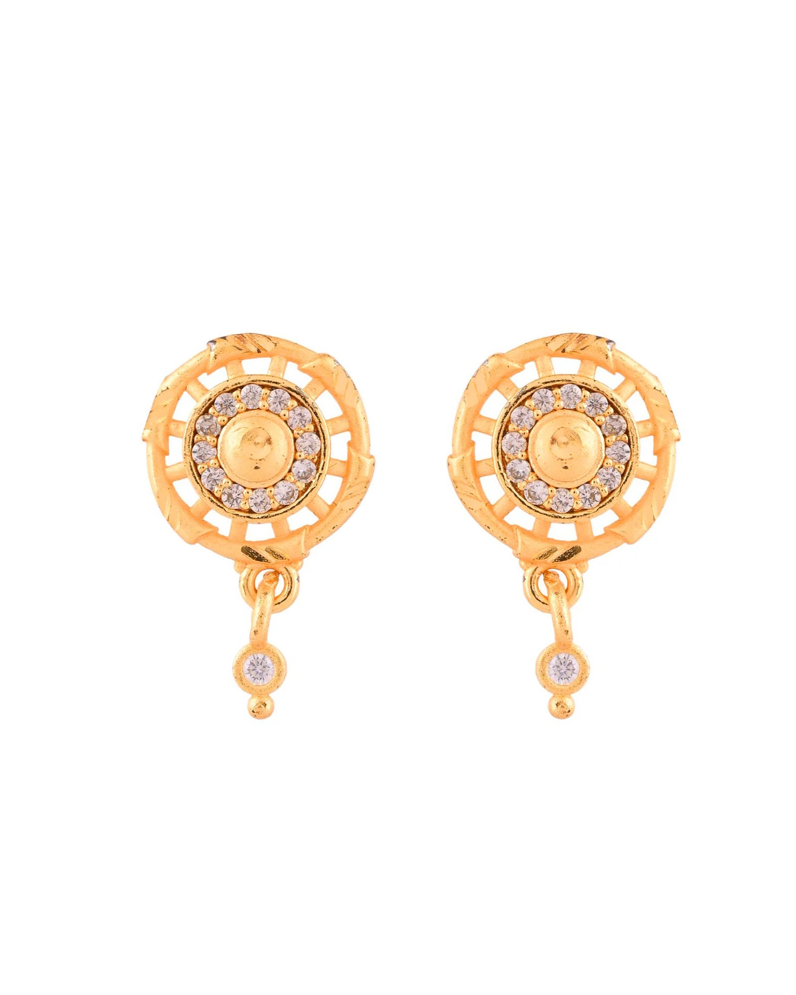 Jewels Nest Gold-Plated Circular Stone Pendant Necklace Set With Matching Earrings For Women - Image 6