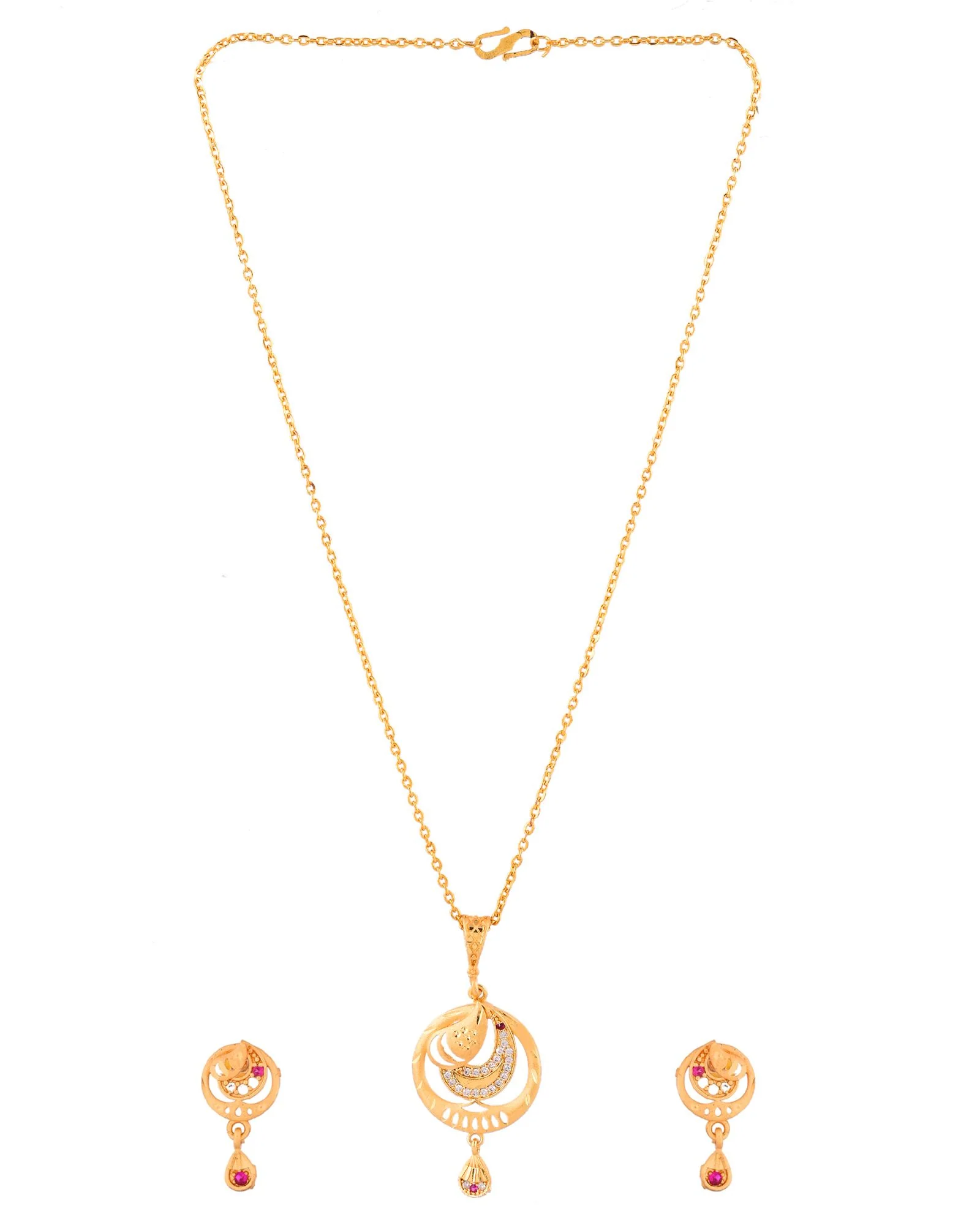 Jewels Nest Gold-Plated Crescent Motif Pendant Necklace Set With Matching Earrings For Women - Image 6