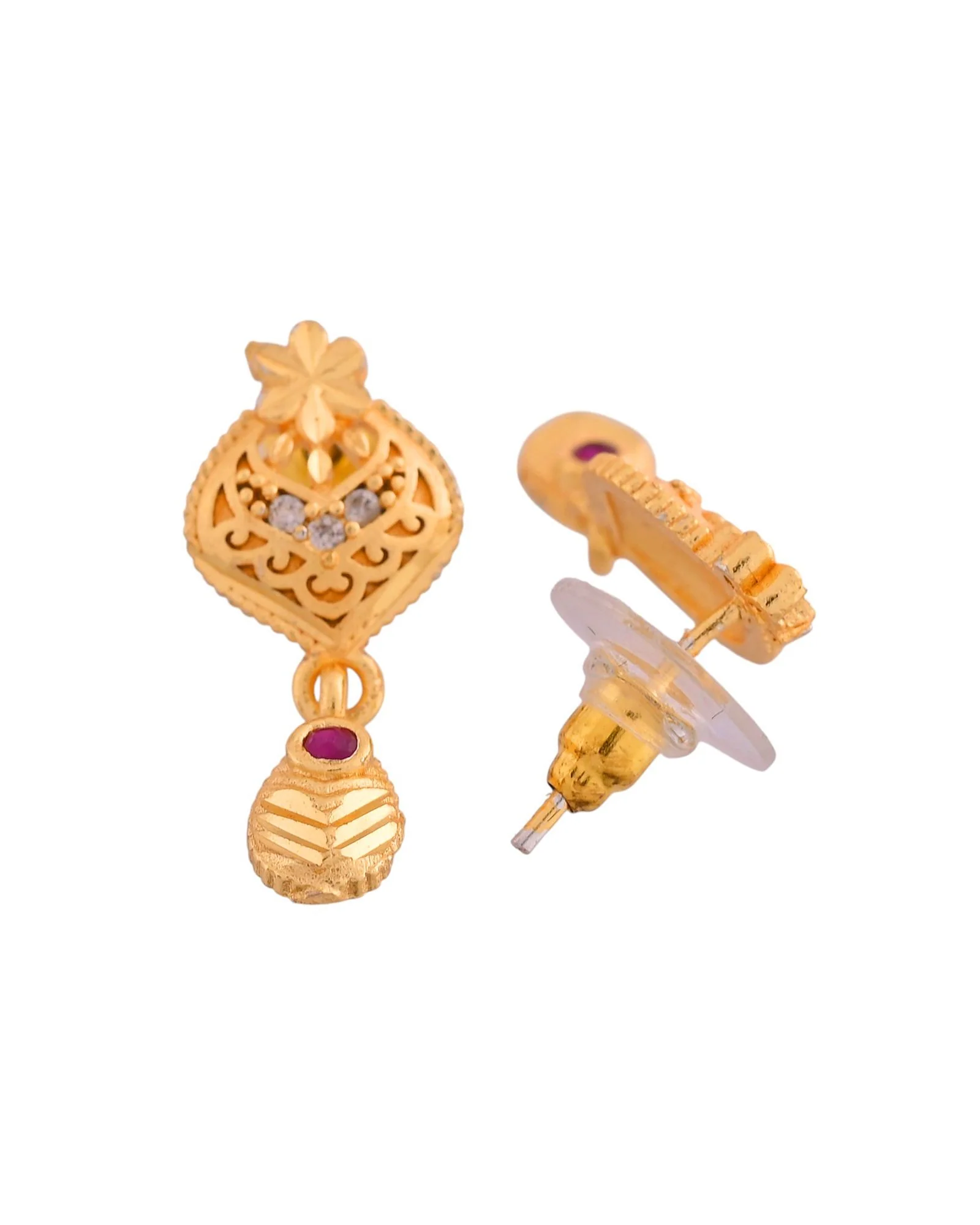 Jewels Nest Gold-Plated Floral Pendant Necklace Set With Matching Drop Earrings For Women - Image 7