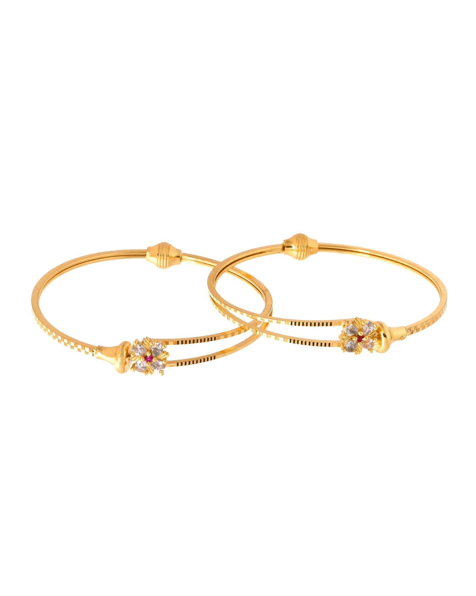 Jewels Nest Gold Plated Floral Stone Bangles Set For Women – Traditional Festive Jewellery - Image 4