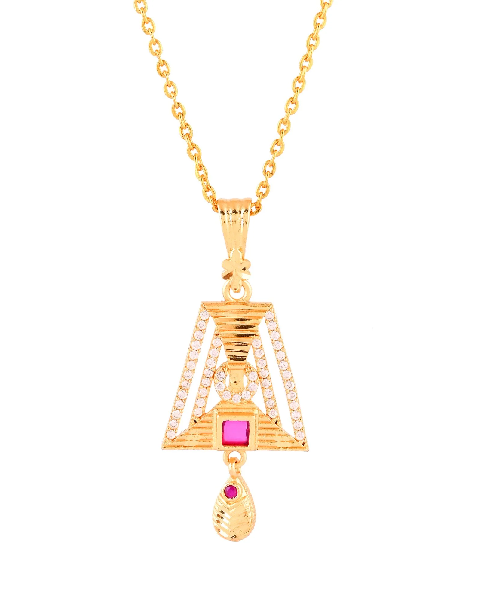 Jewels Nest Gold-Plated Geometric Pendant Necklace Set With Stone Stud Earrings For Women - Image 6