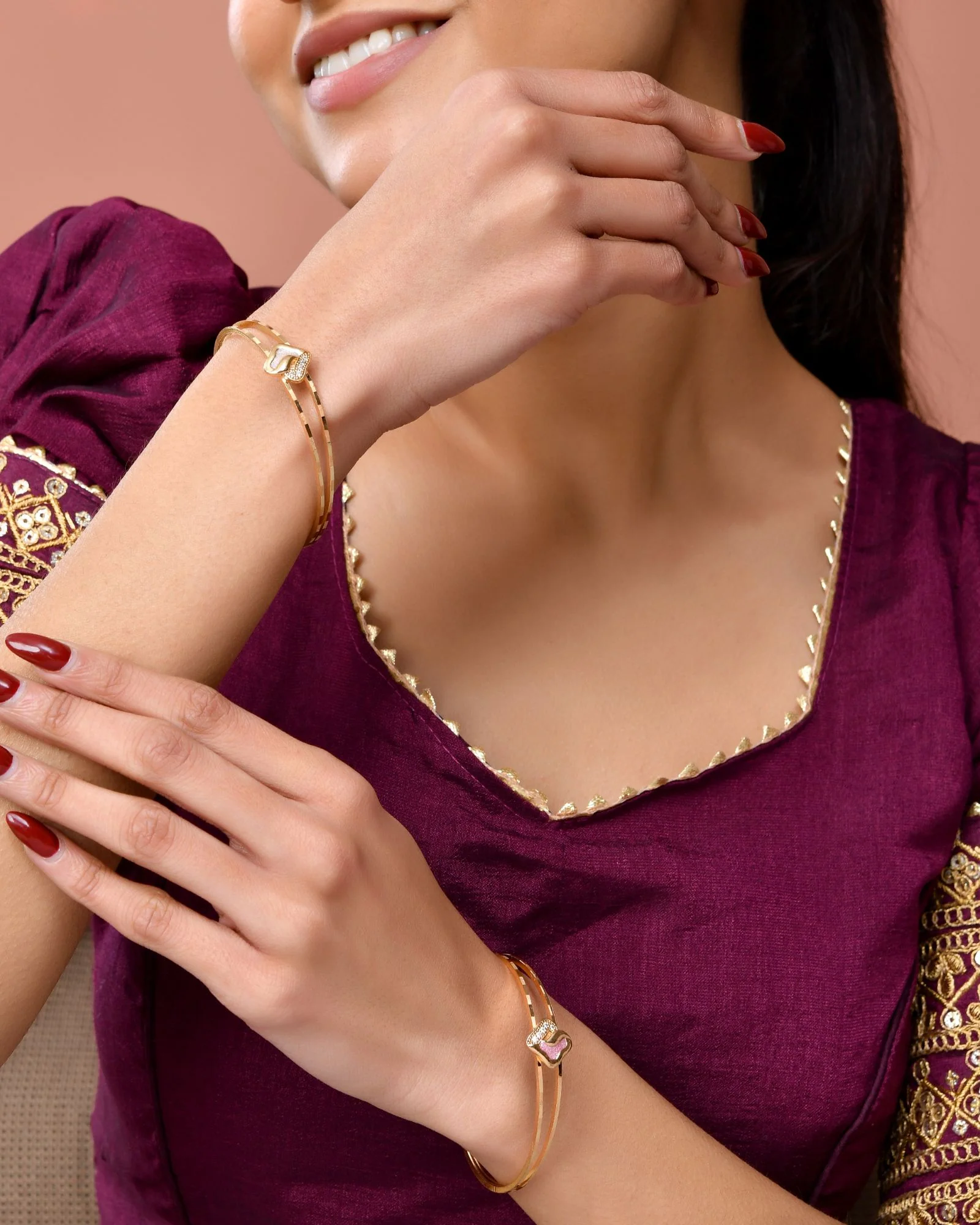 Jewels Nest Gold Plated Heart Design Bangles Set For Women – Daily & Party Wear - Image 3