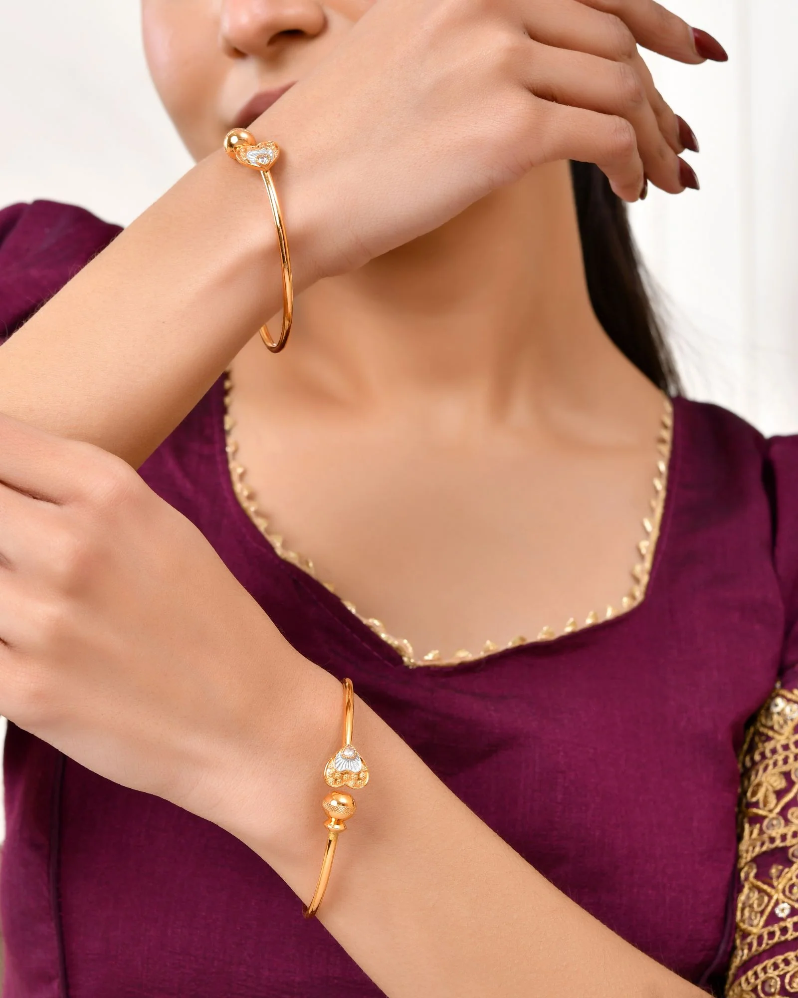 Jewels Nest Gold Plated Heart Design Bangles Set For Women – Elegant Festive Wear - Image 2