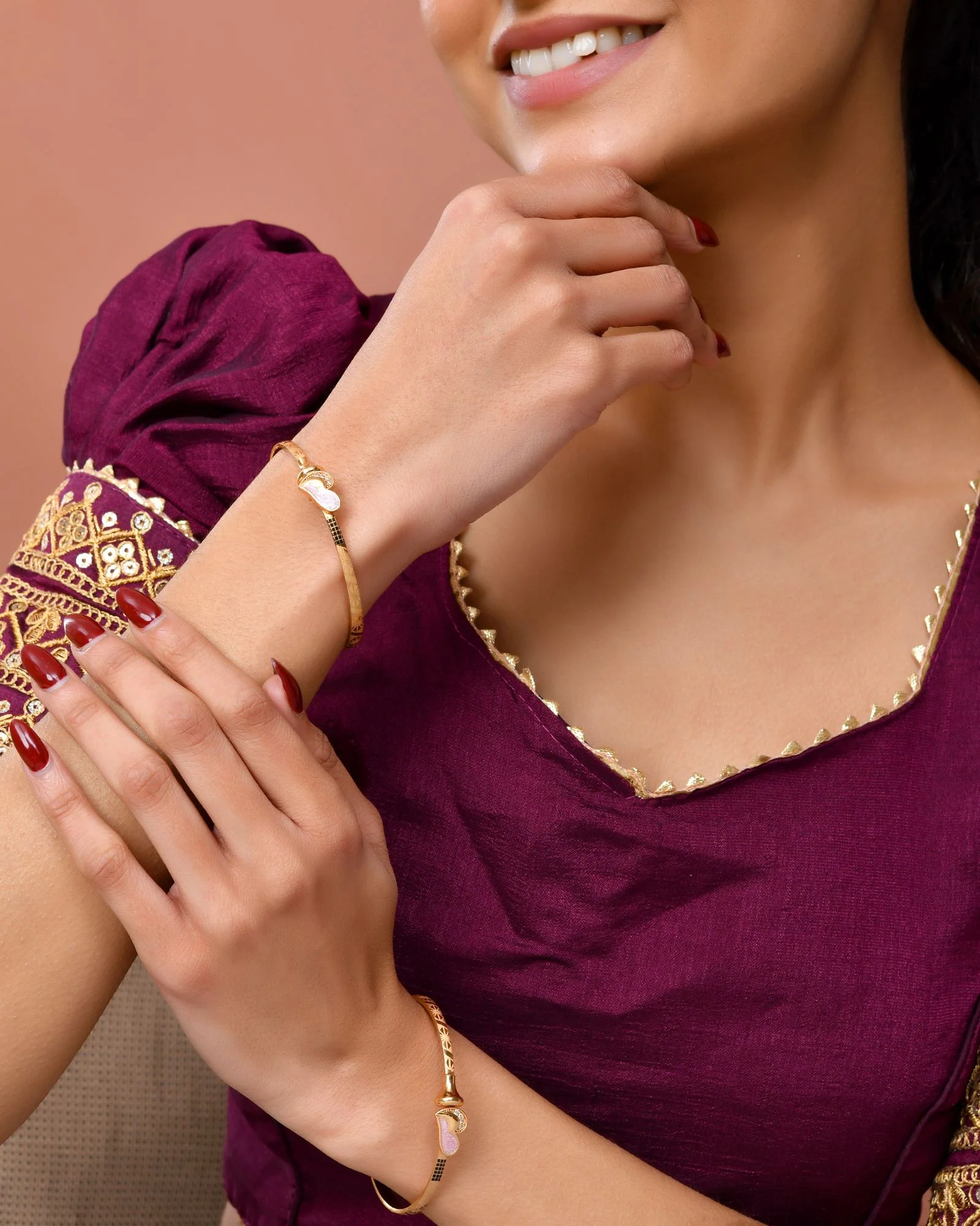 Jewels Nest Gold Plated Heart Design Bangles Set For Women – Elegant Party & Festive Wear - Image 2