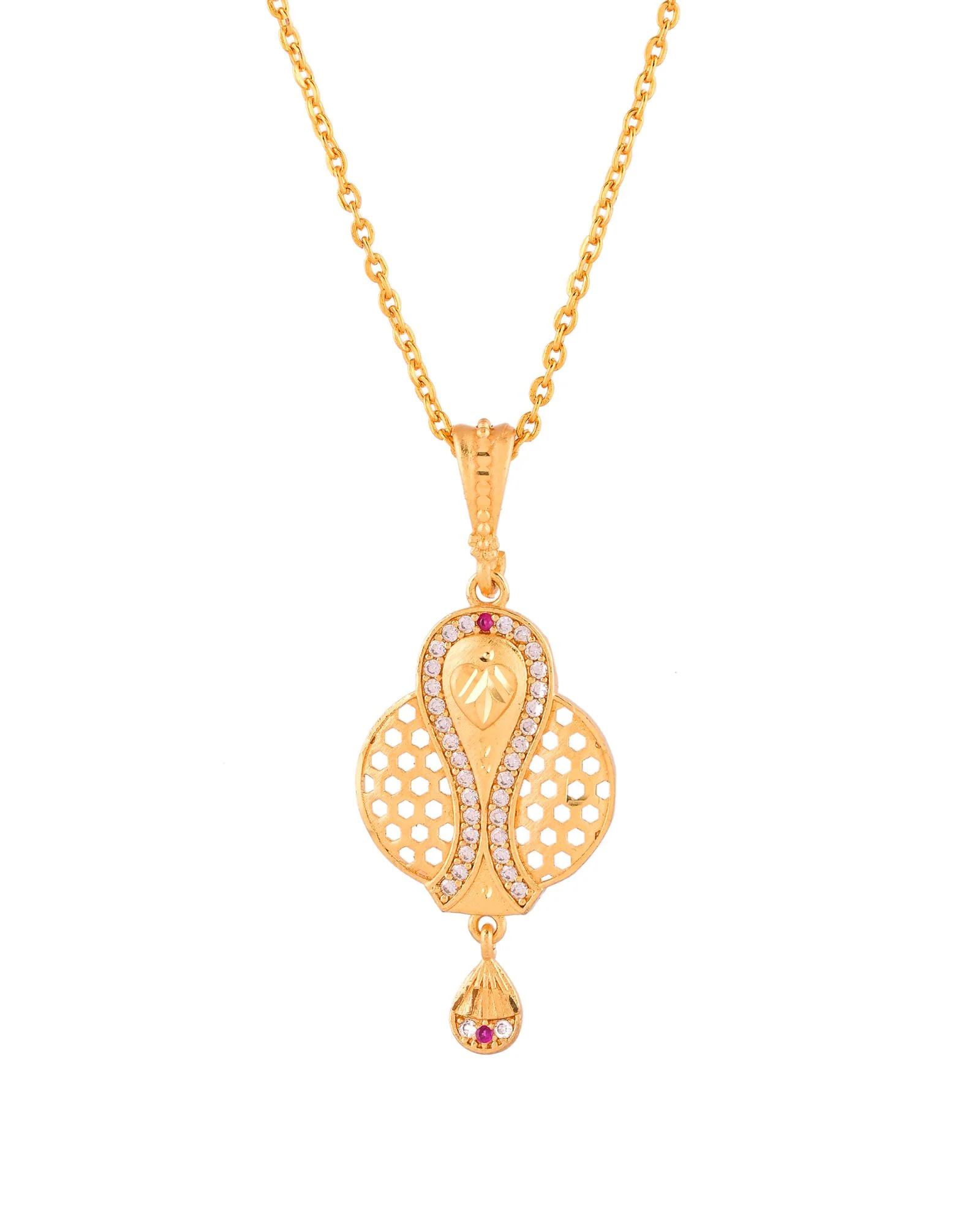 Jewels Nest Gold-Plated Honeycomb Design Pendant Necklace Set With Matching Earrings For Women - Image 5