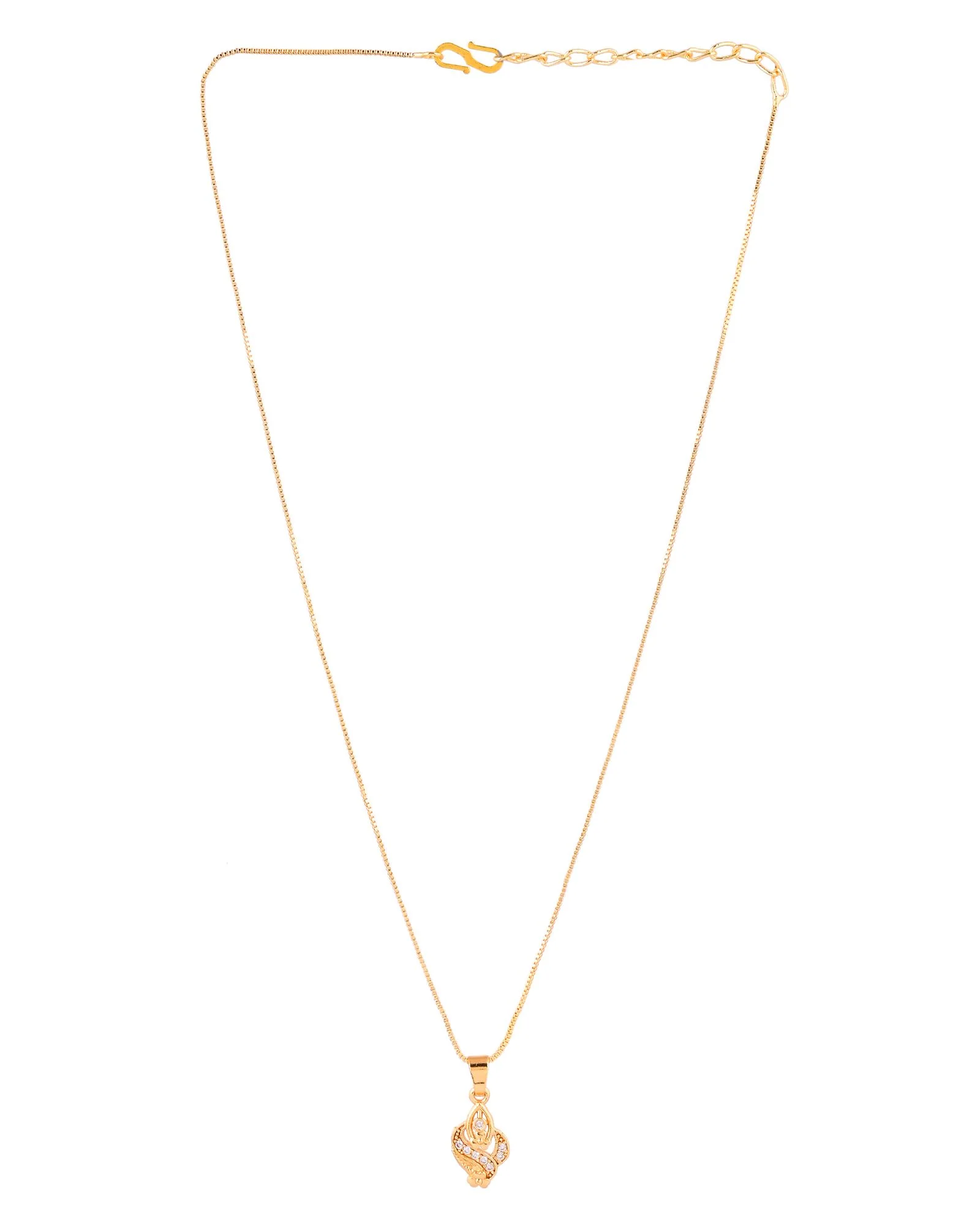 Jewels Nest Gold-Plated Leaf Motif Pendant Necklace For Women - Image 3