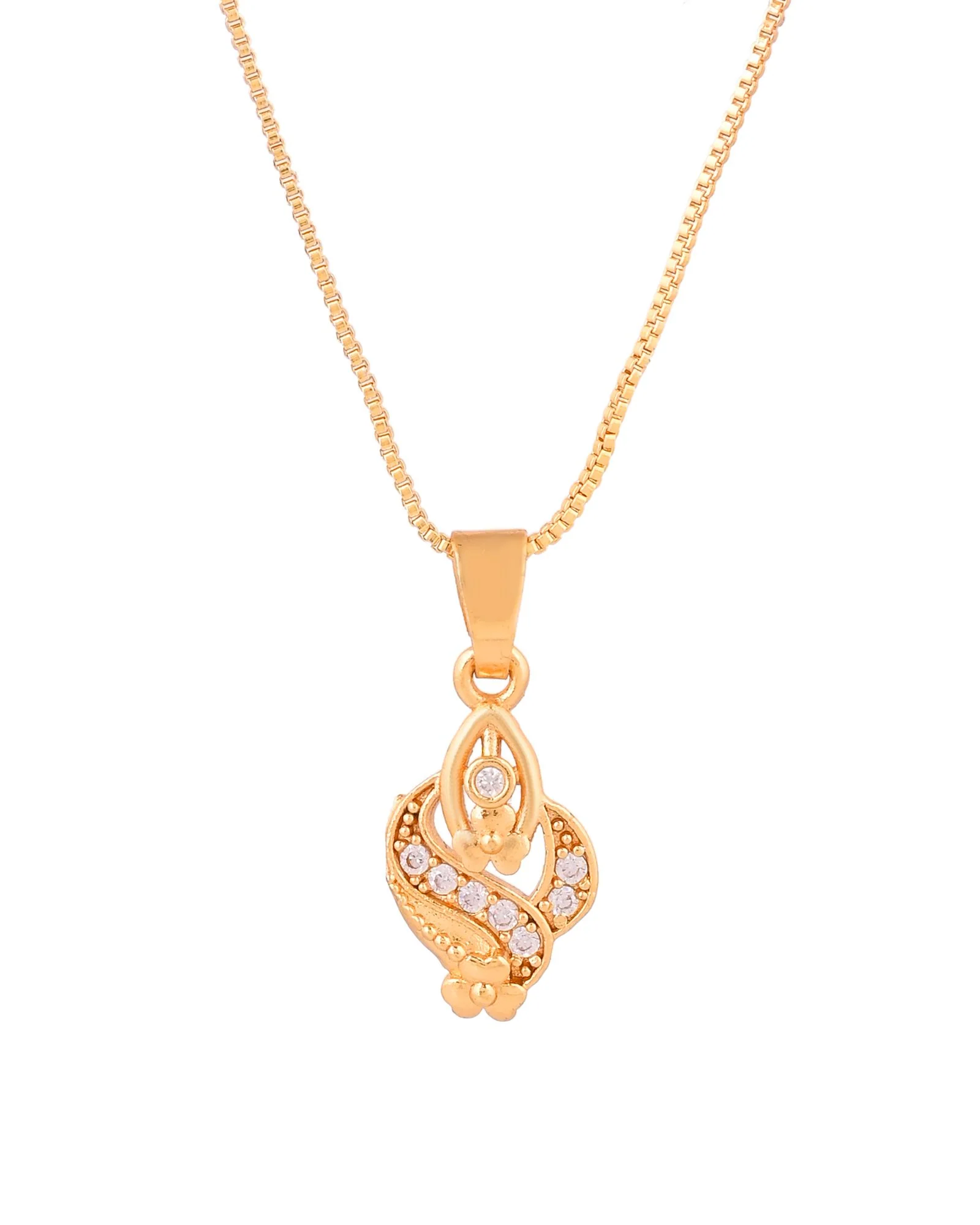 Jewels Nest Gold-Plated Leaf Motif Pendant Necklace For Women - Image 5