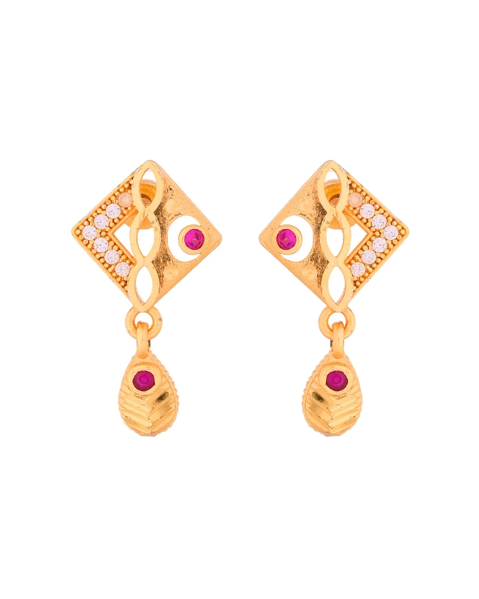 Jewels Nest Gold-Plated Square Pendant Necklace Set With Matching Earrings For Women - Image 6