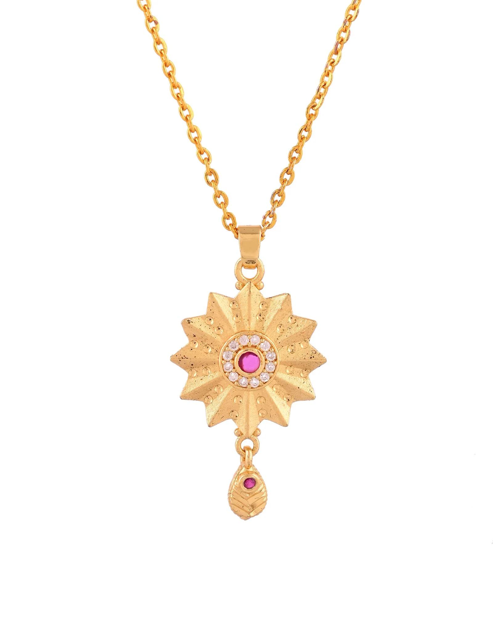 Jewels Nest Gold-Plated Sunburst Pendant Necklace Set With Matching Earrings For Women - Image 5