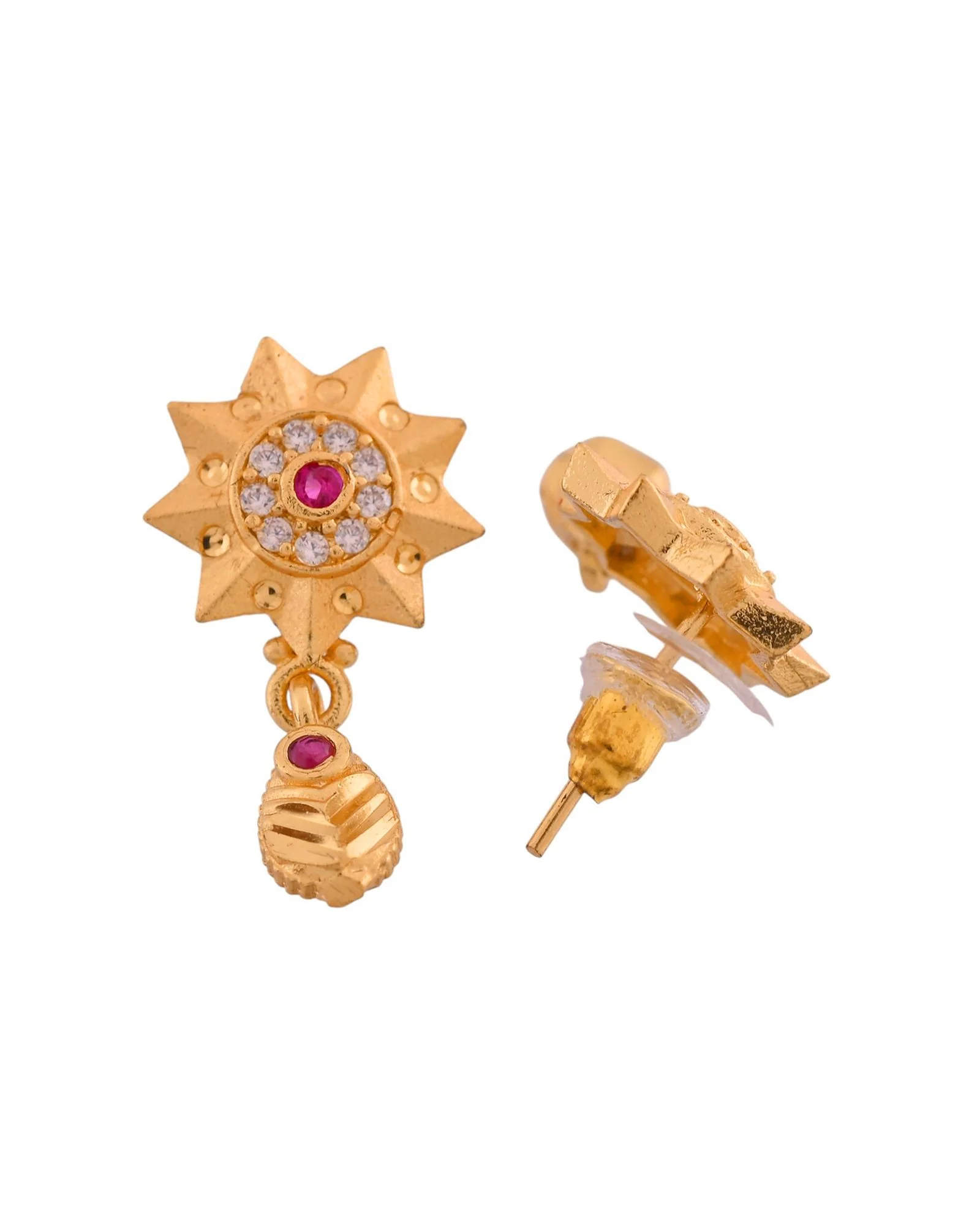 Jewels Nest Gold-Plated Sunburst Pendant Necklace Set With Matching Earrings For Women - Image 7
