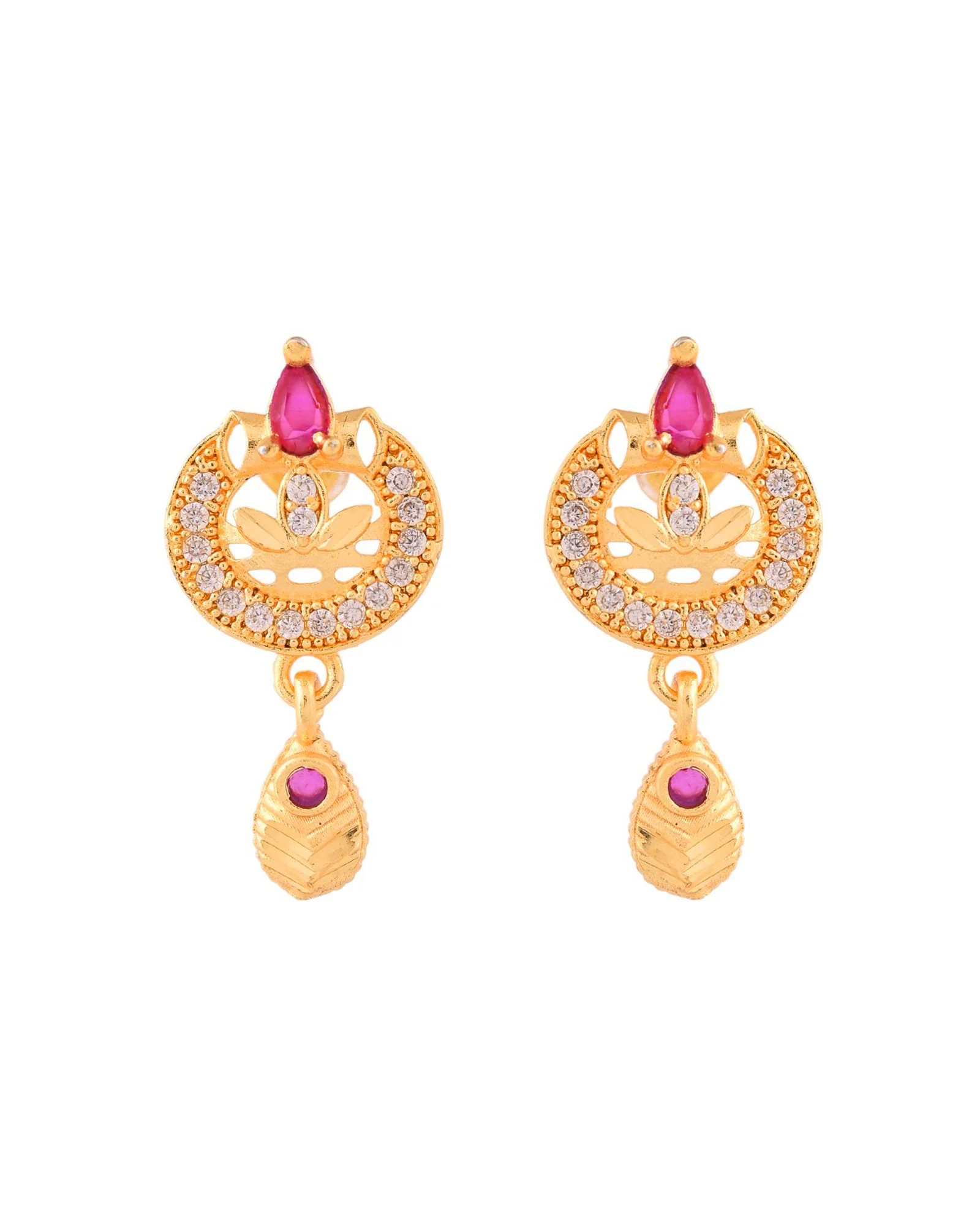 Jewels Nest Gold-Plated Traditional Pendant Necklace Set With Matching Earrings For Women - Image 4