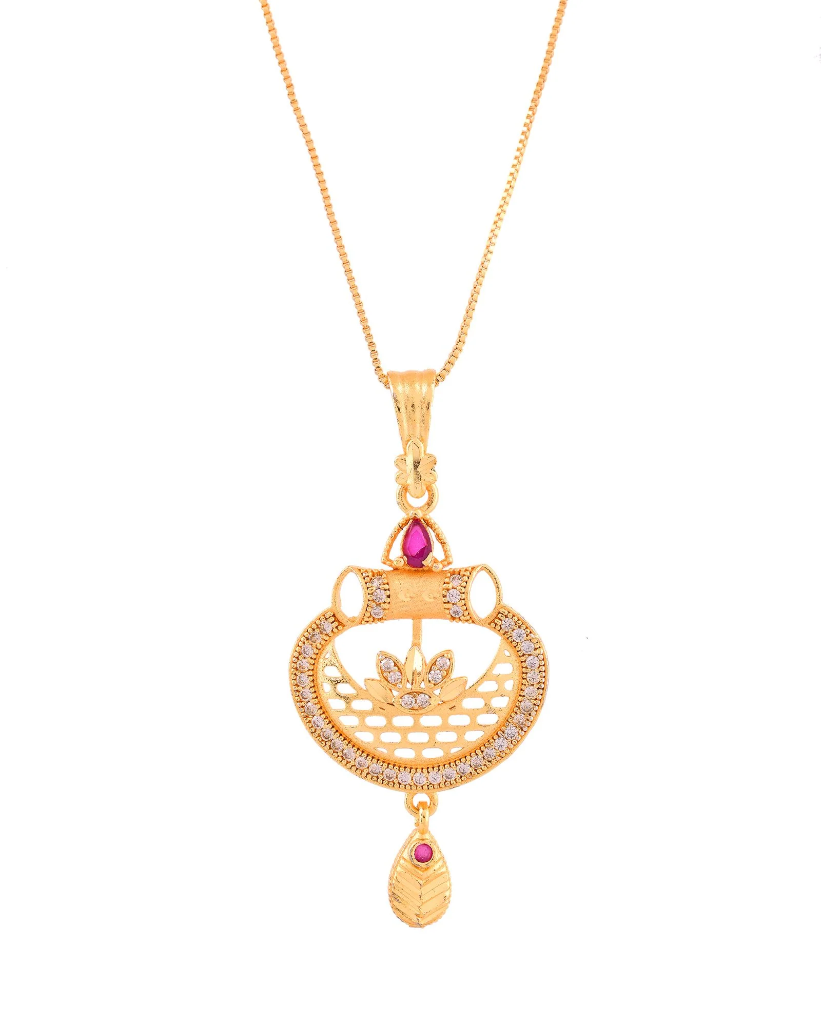 Jewels Nest Gold-Plated Traditional Pendant Necklace Set With Matching Earrings For Women - Image 6
