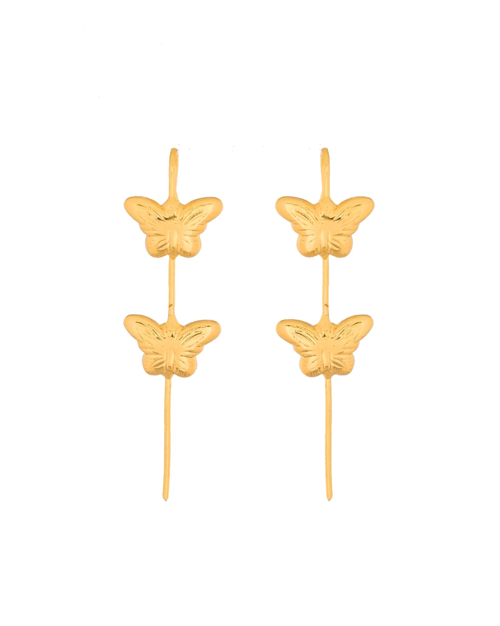 Jewels Nest Gold-Tone Butterfly Motif Linear Drop Earrings For Women | Minimal Elegant Jewellery - Image 3
